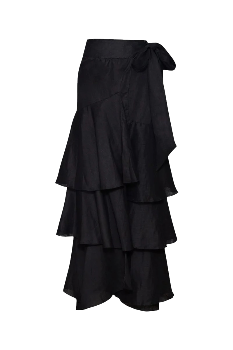 Dos Marquesas Midnight  Clavel Ankle Skirt In Black
