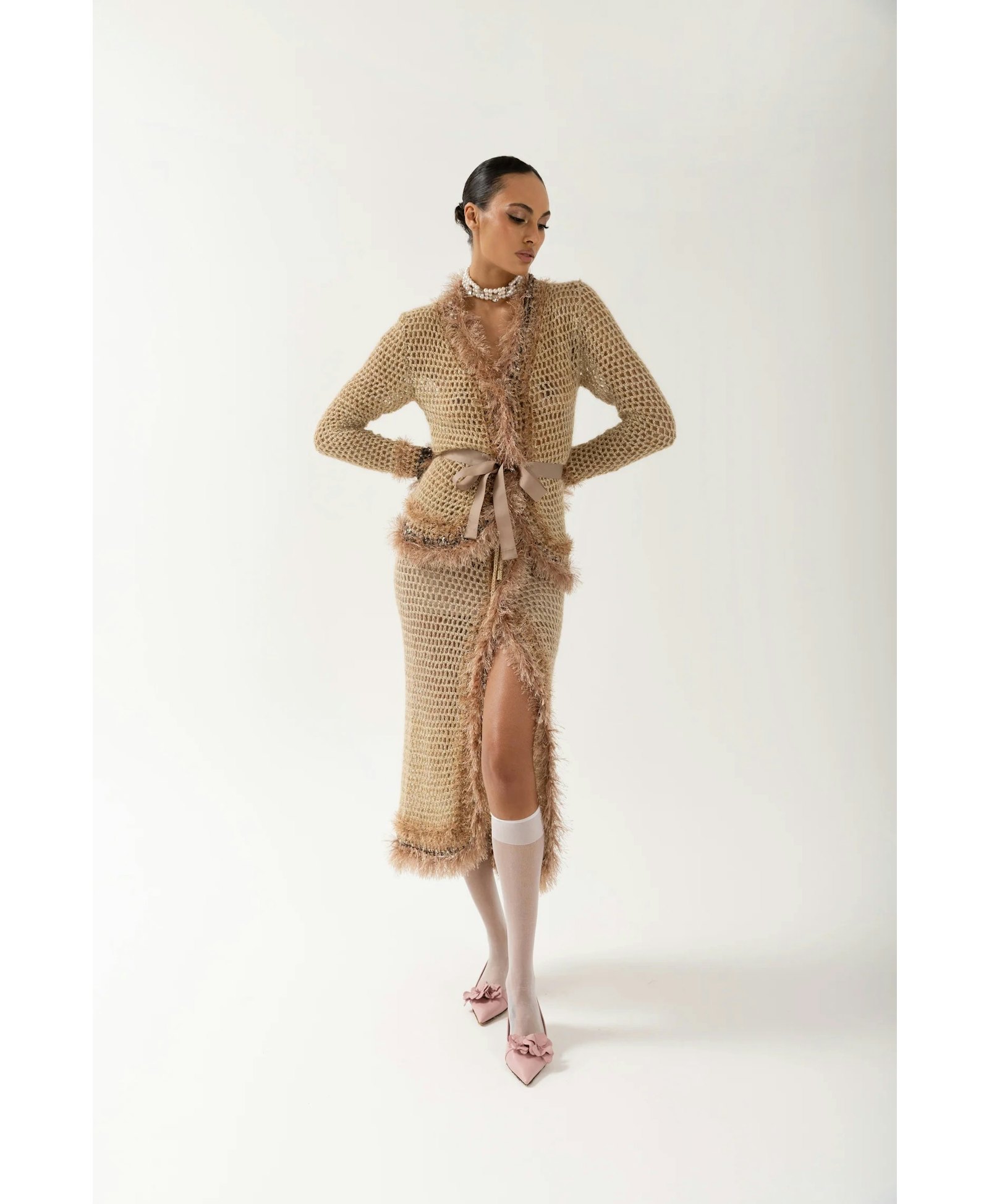 Brown Handmade Knit Skirt made by ANDREEVA