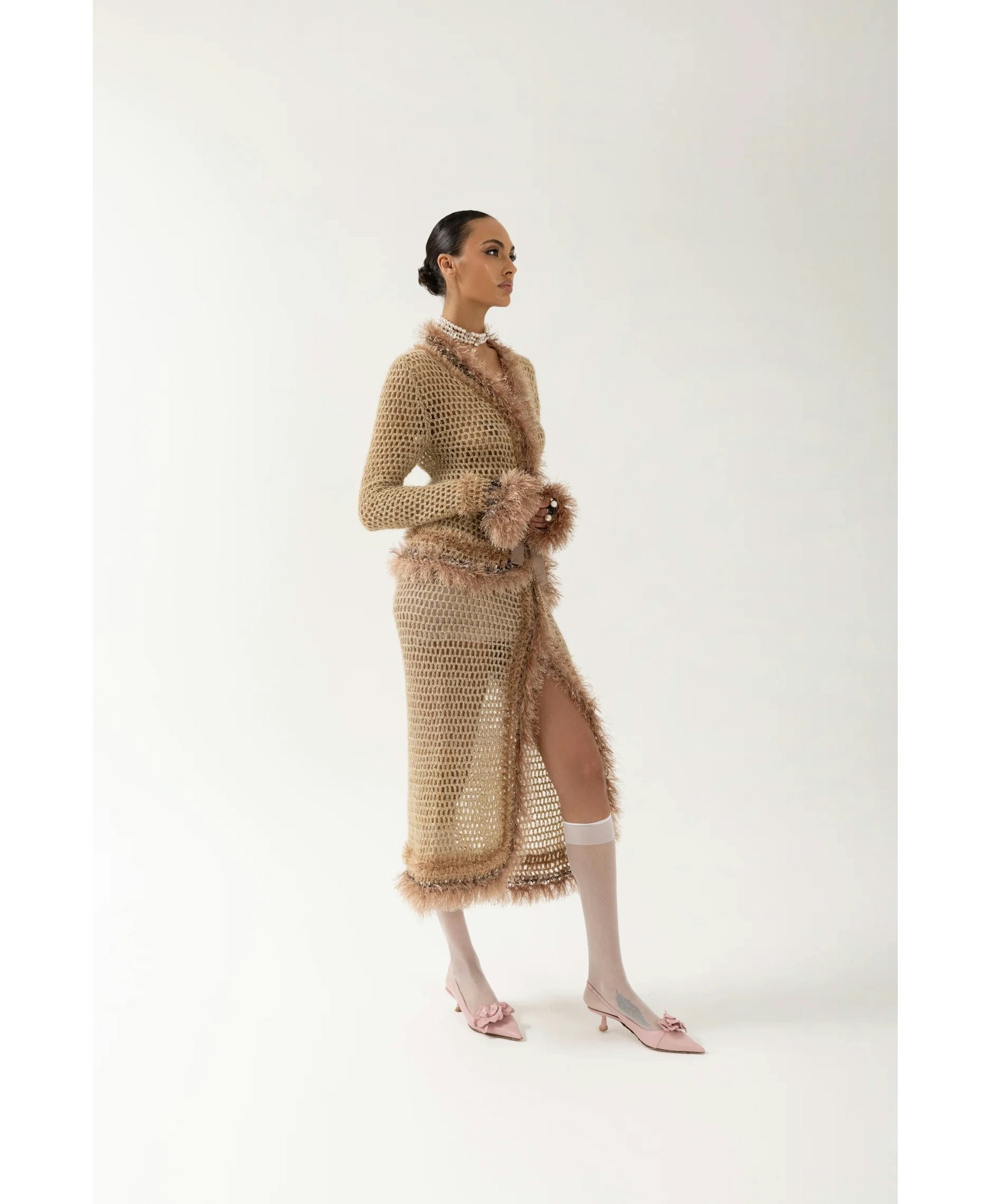 Brown Handmade Knit Skirt made by ANDREEVA