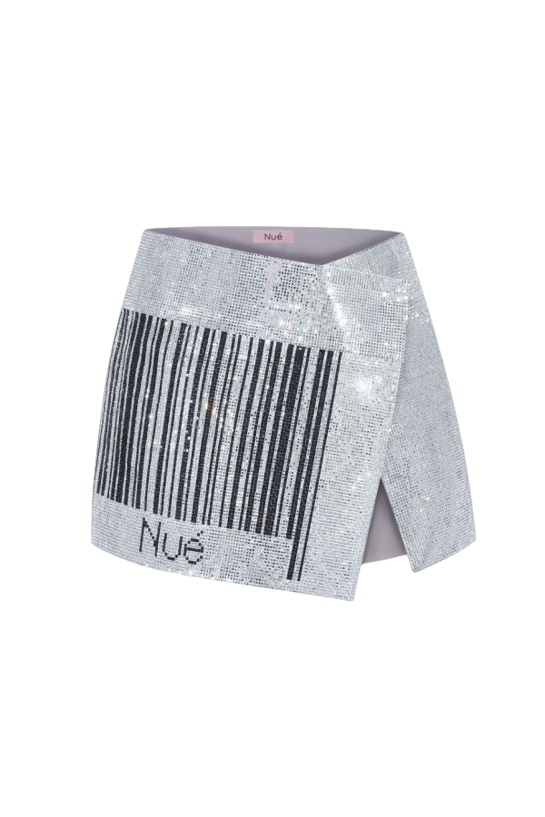 Nué Barcode Mirror Skirt In Silver