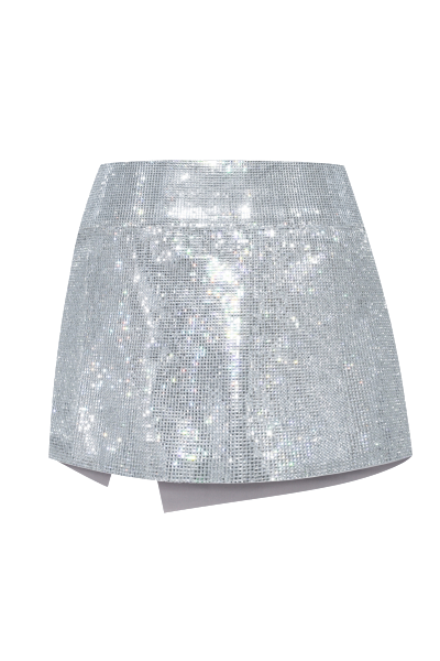 Shop Nué Barcode Mirror Skirt In Silver