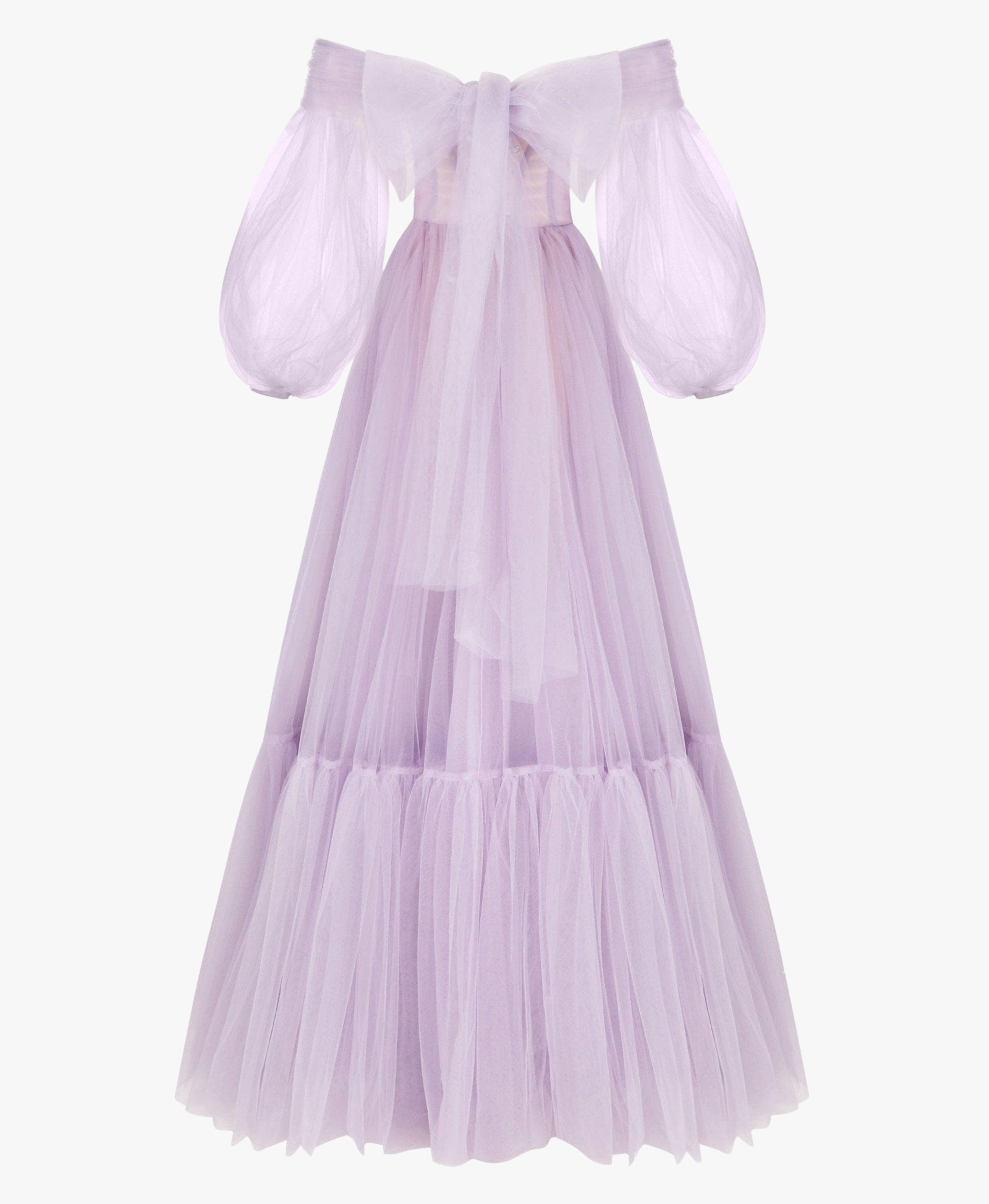 Lavender Sheer Sleeves Maxi Tulle Dress made by Milla