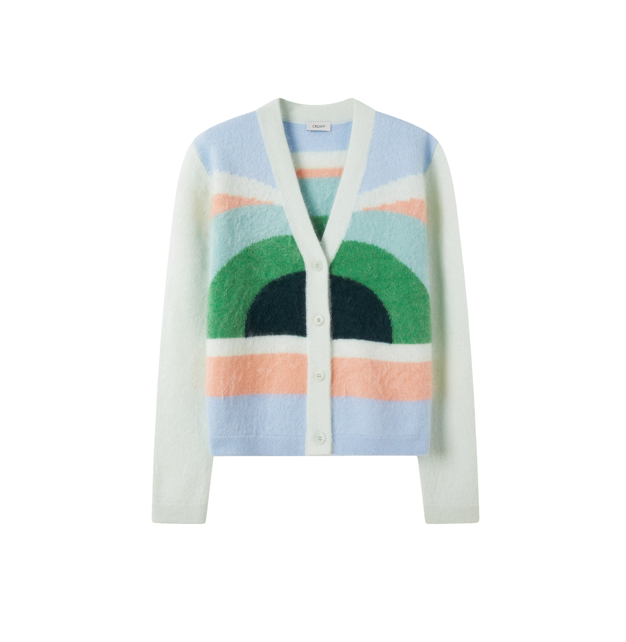 Crush Collection Fluffy Rainbow Cashmere Cardigan In Multi Colour