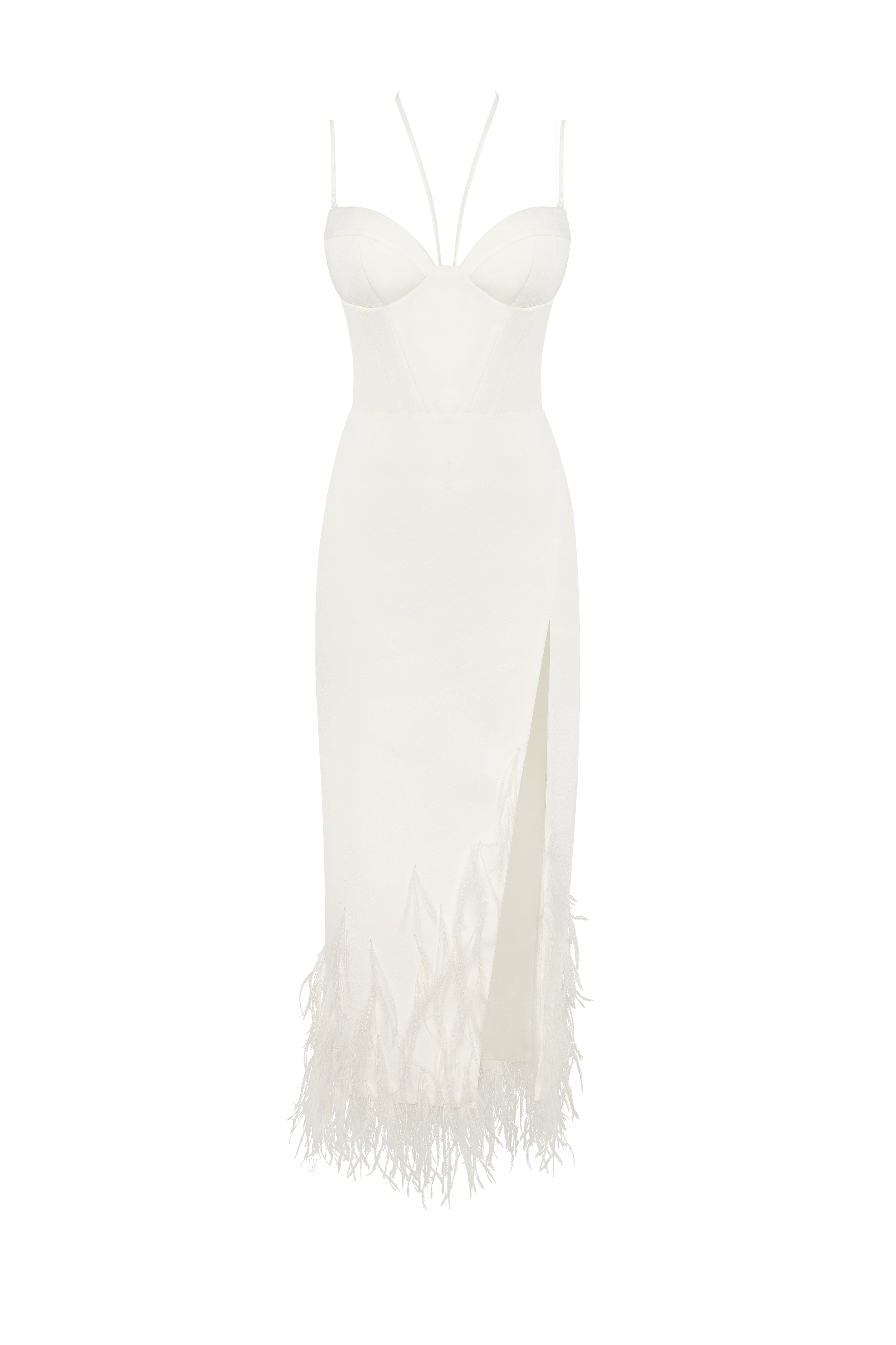 Shop Milla White Cocktail Dress Decorated With Feathers, Xo Xo