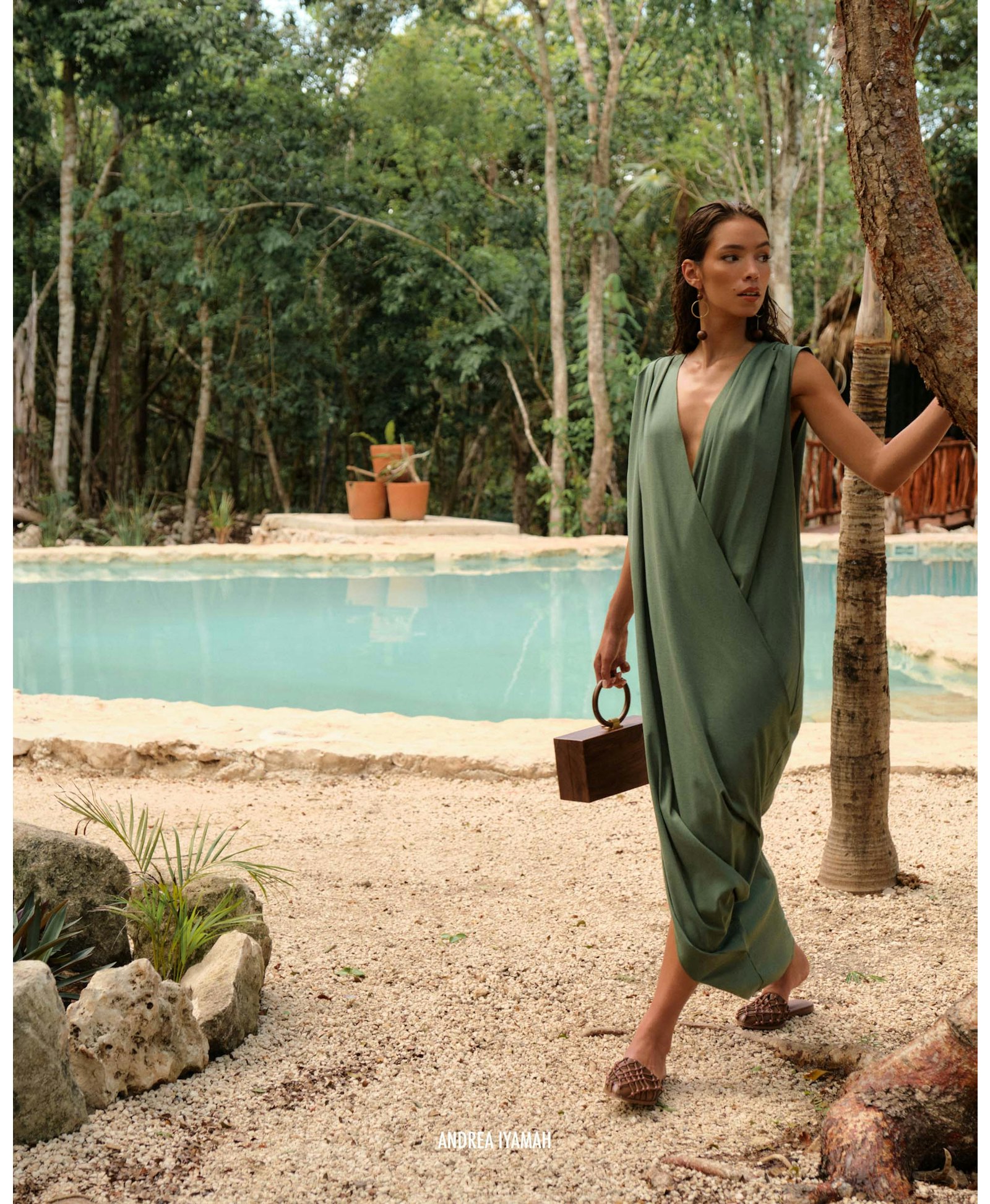 SAYO KAFTAN DRESS - FOREST made by Andrea Iyamah