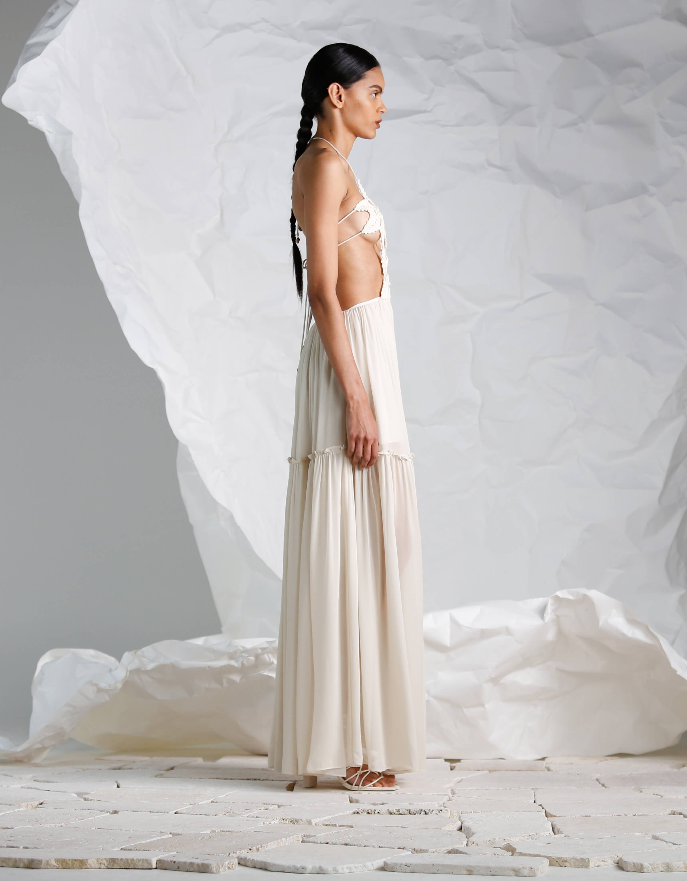 Shop Ixiah Mona Dress Ivory In Beige