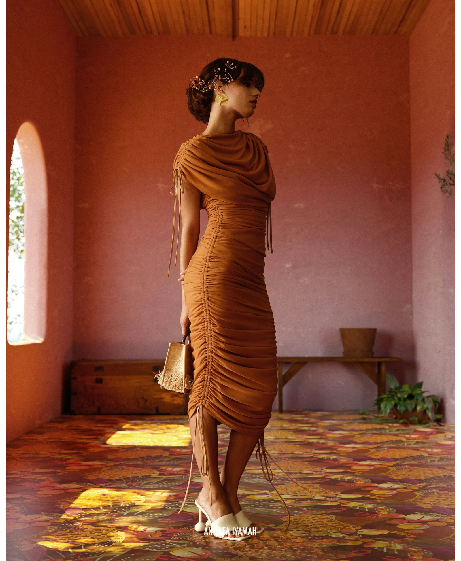 RATU MESH DRESS - CARAMEL made by Andrea Iyamah