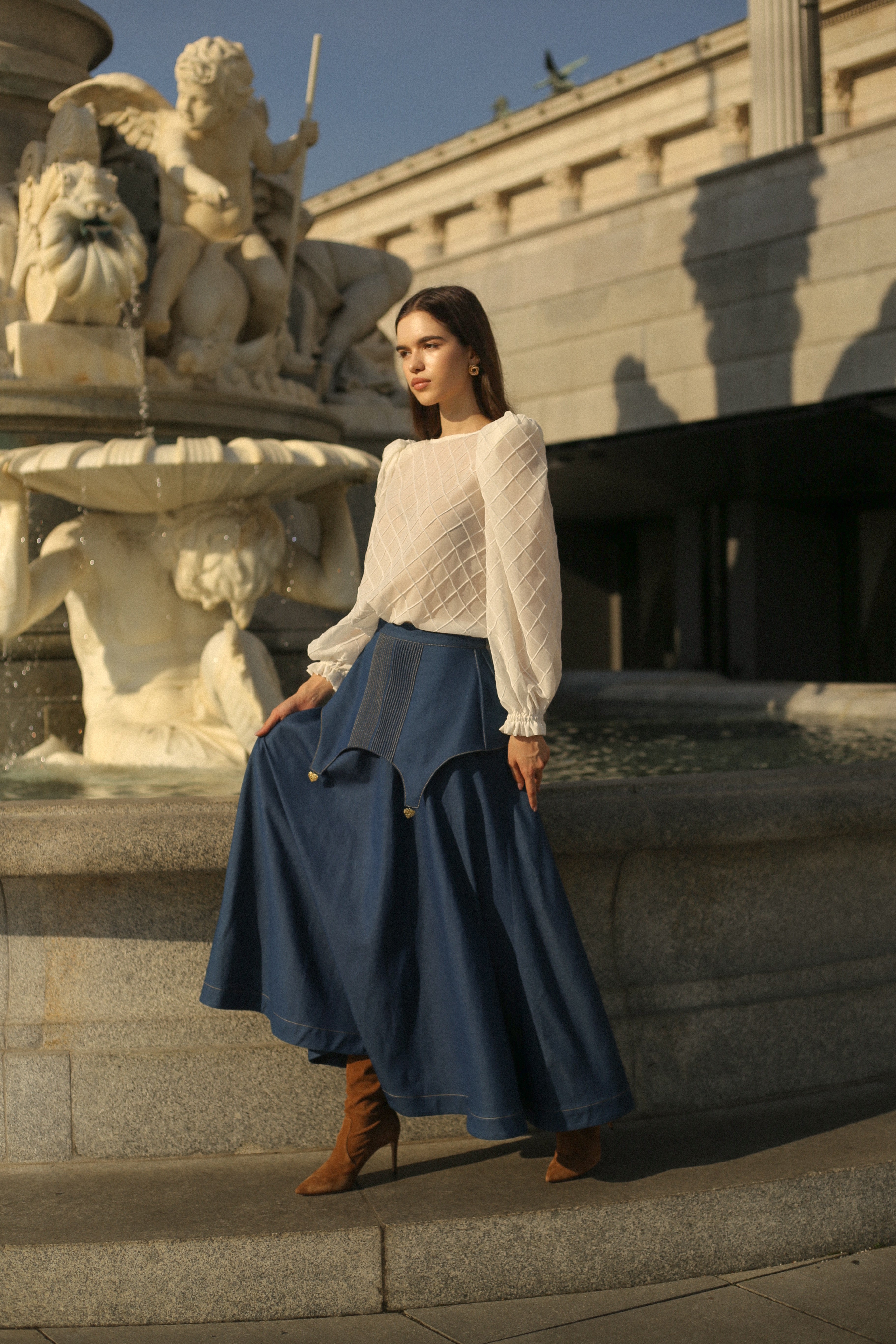 Shop Guranda Denim Maxi Skirt