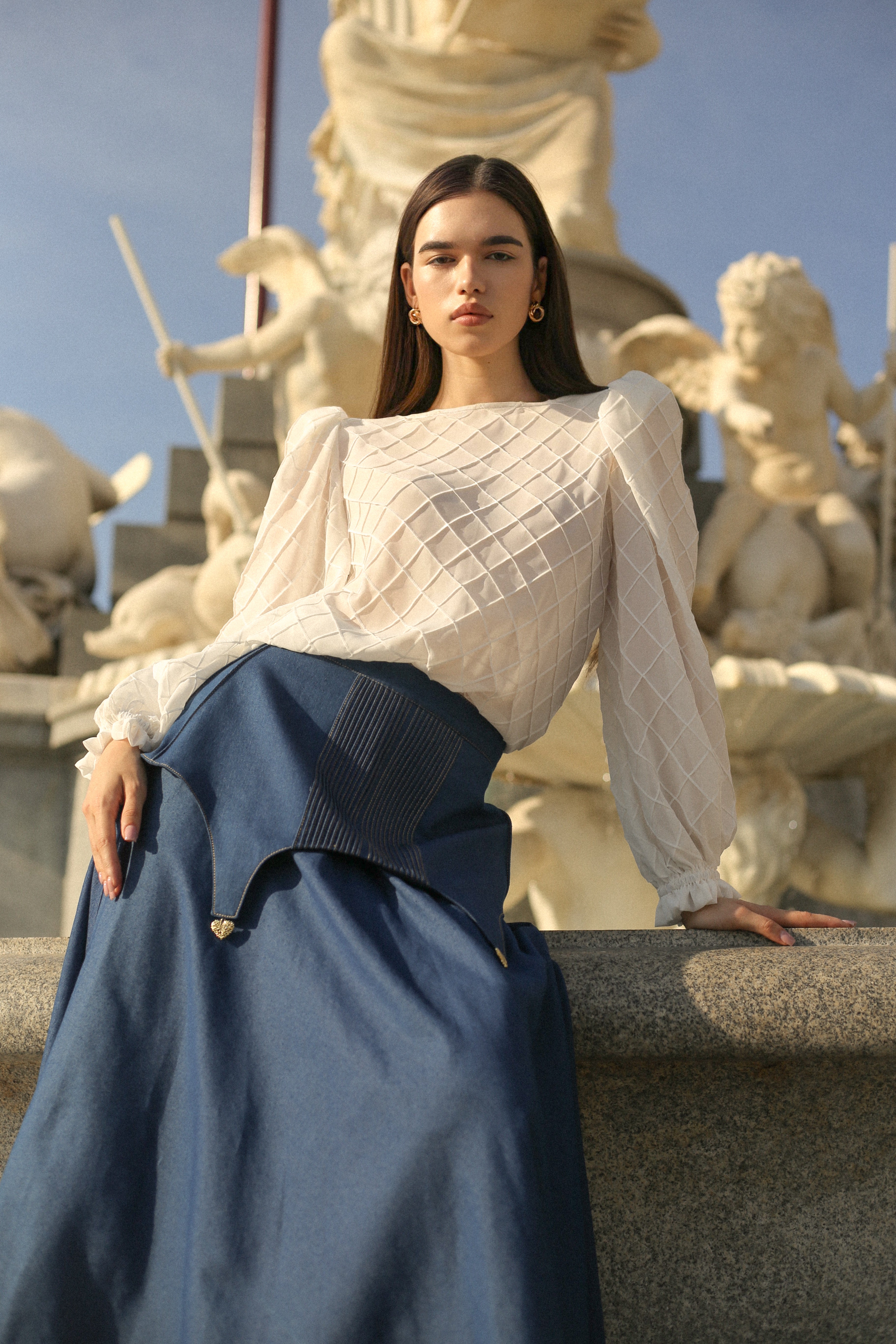 Shop Guranda Denim Maxi Skirt