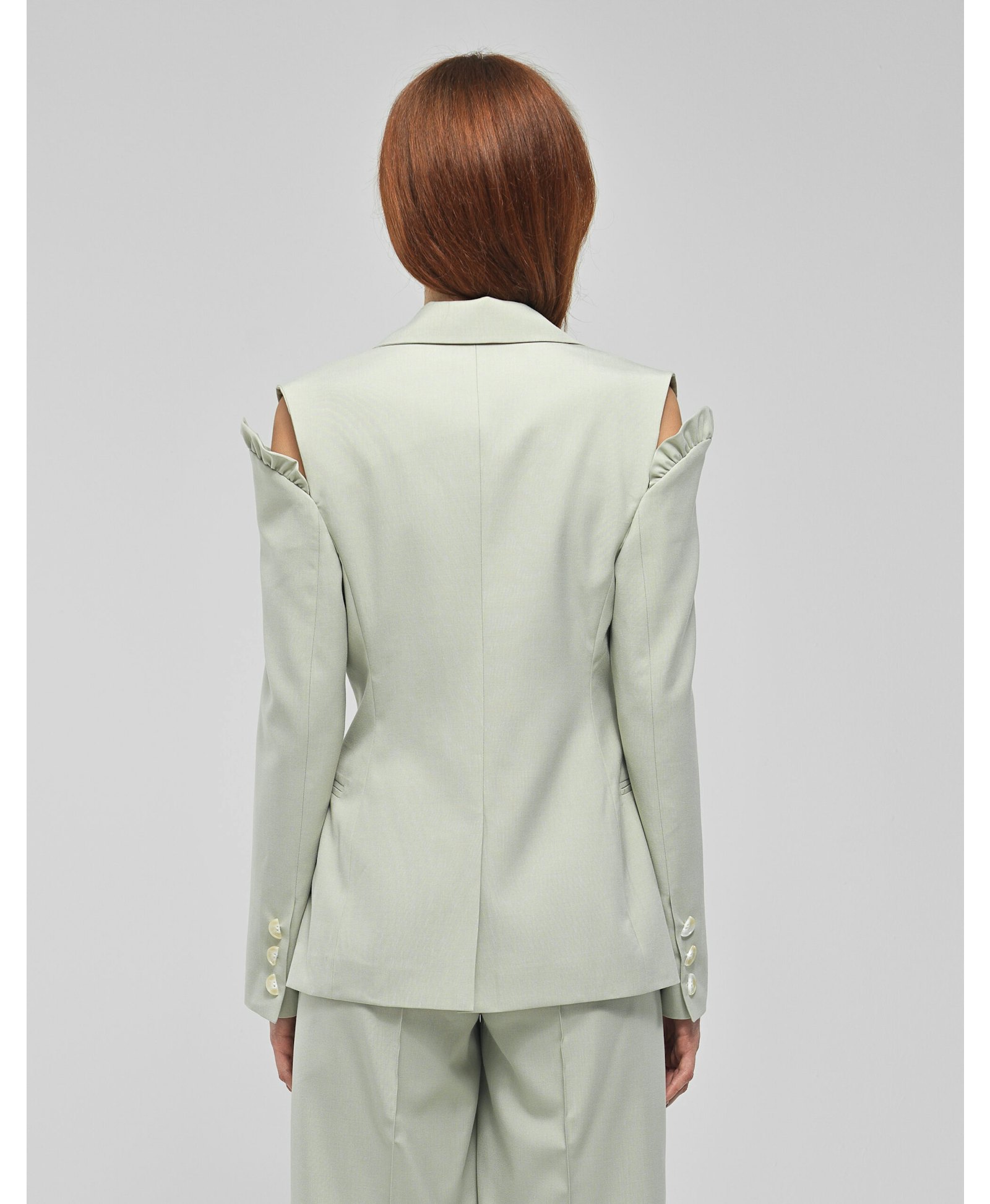 MAKEBA Sage Green Single Breasted Jacket made by MAET