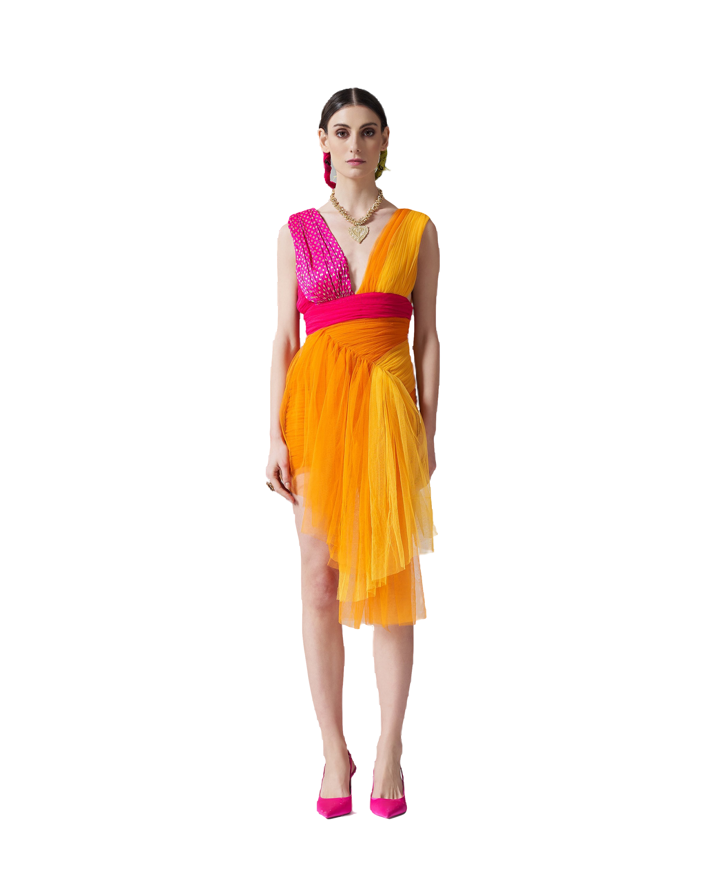 Buy Draped Asymmetric Dress by Szabo Sihag - Midi dresses