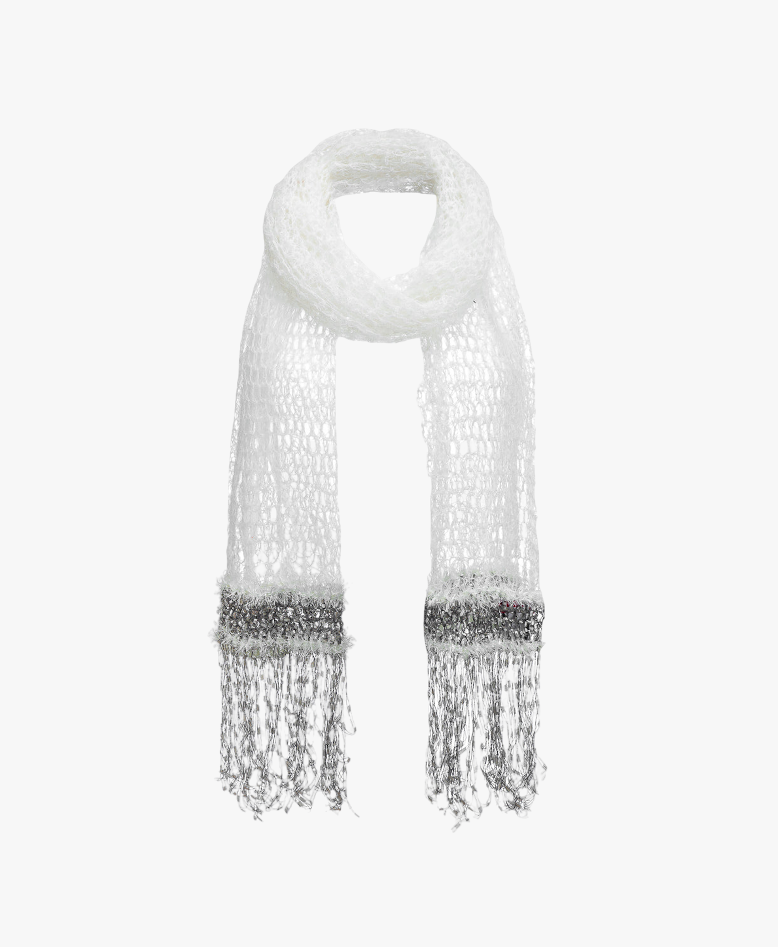White Cashmere Handmade Knit Shawl in White made by ANDREEVA