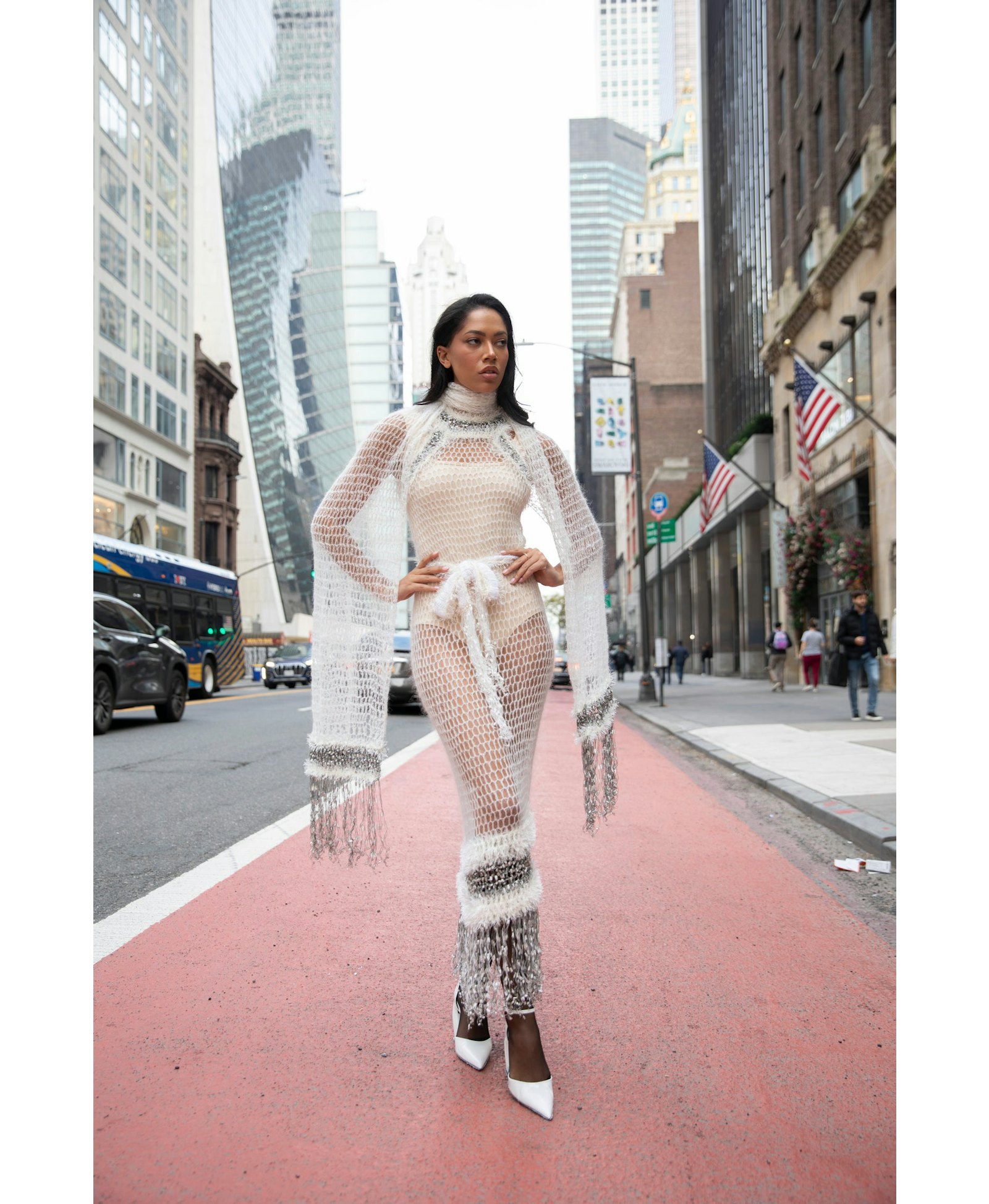 White Cashmere Handmade Knit Shawl made by ANDREEVA