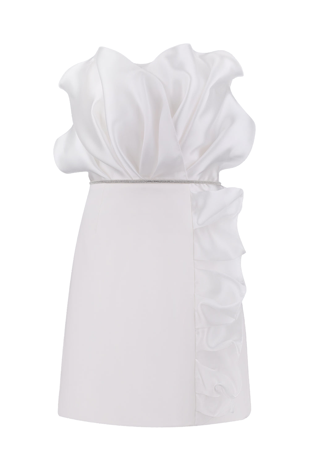 Total White Draped Mini Dress In White