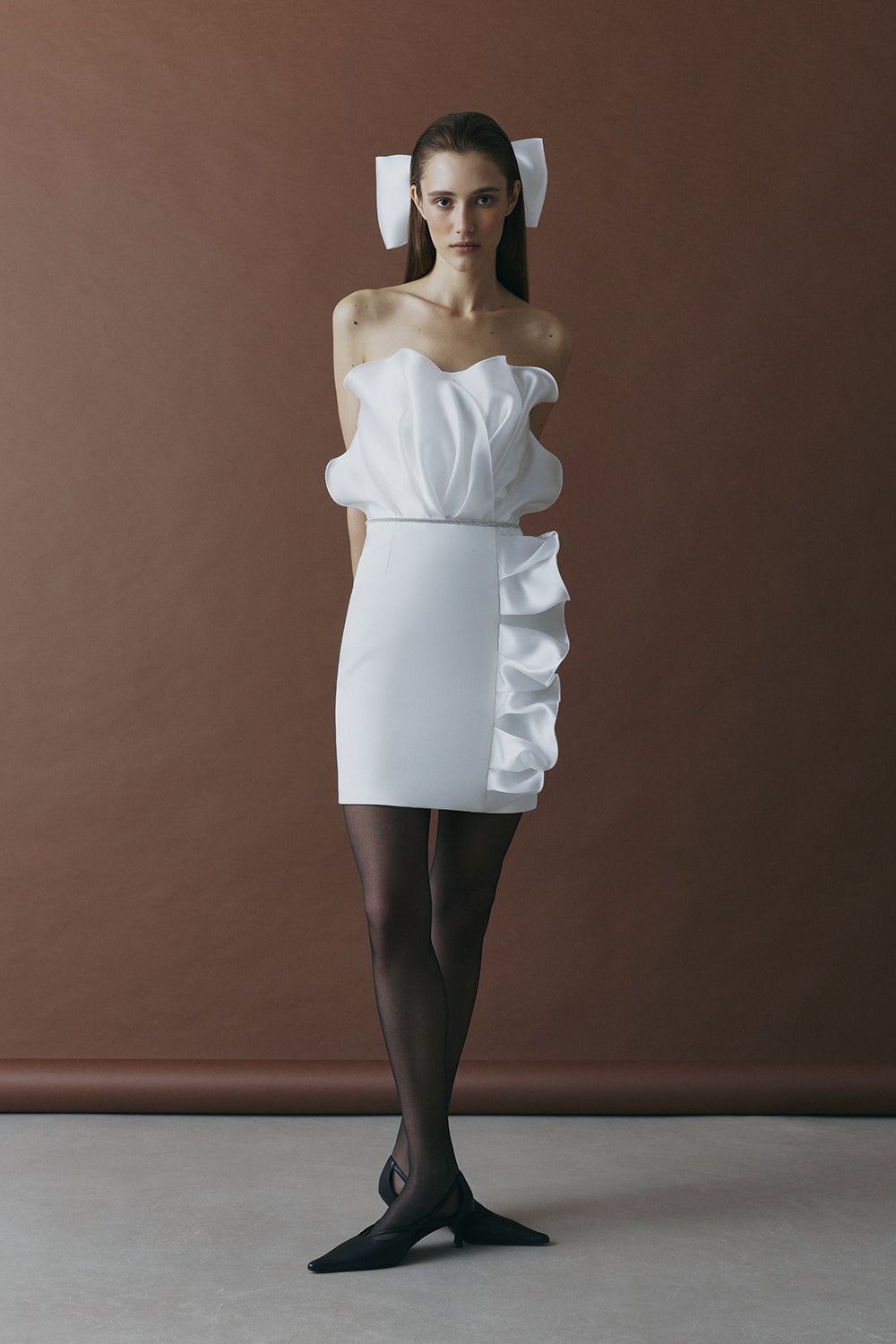 Shop Total White Draped Mini Dress