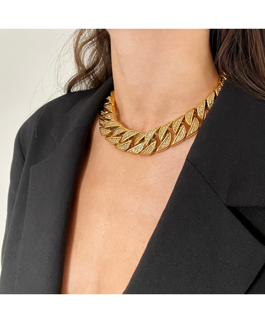 håndtag ciffer Som Buy Gold Crystal Chunky Chain Necklace by Anisa Sojka - Necklaces | Seezona