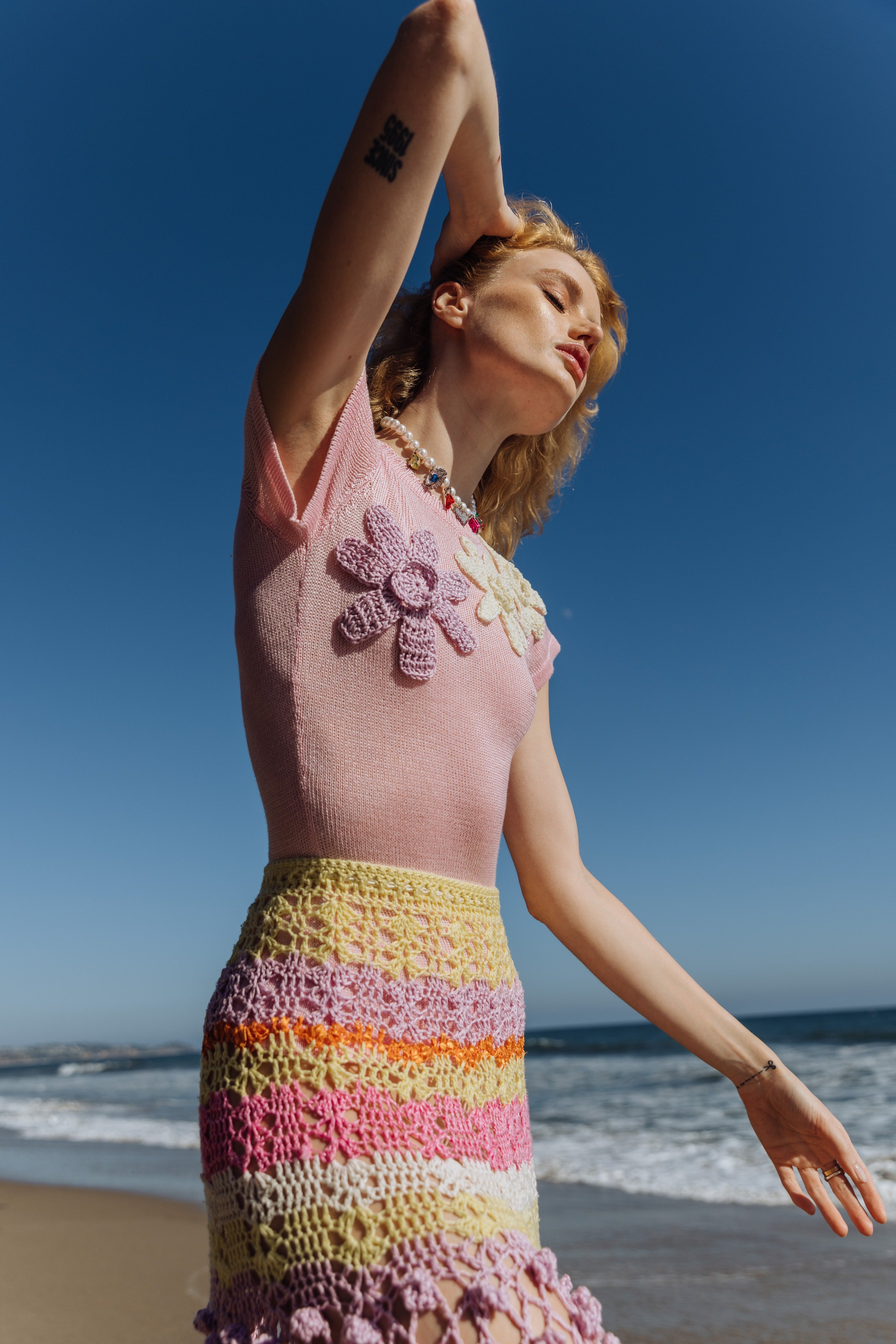 Shop Andreeva Malva Multicolor Handmade Crochet Skirt In Multi Color