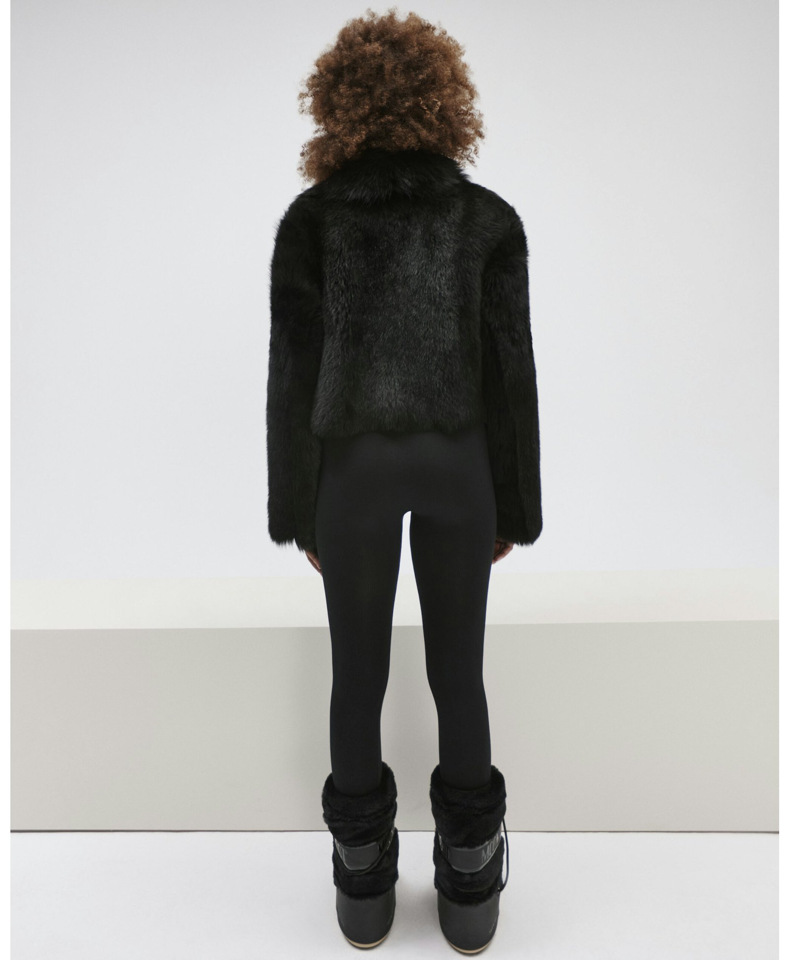 Short Black Sheepskin Coat made by YAVORSKA