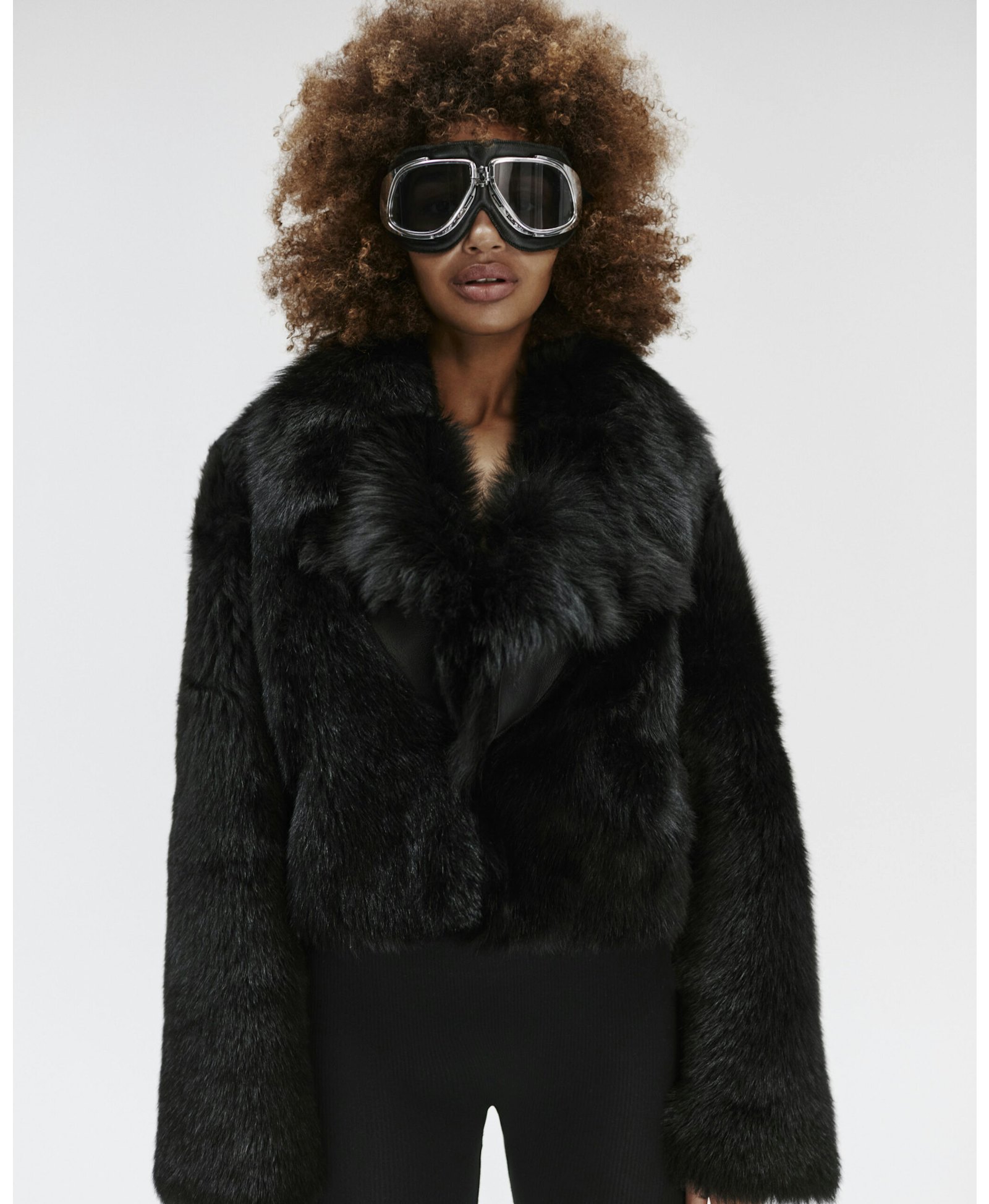 Short Black Sheepskin Coat made by YAVORSKA