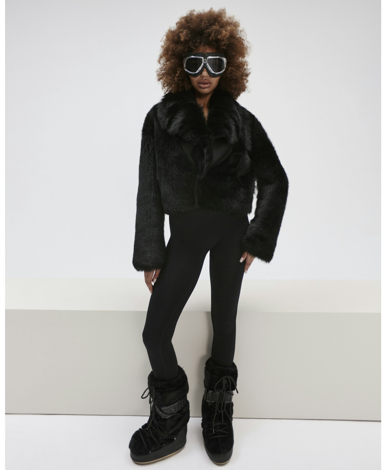 Short Black Sheepskin Coat made by YAVORSKA