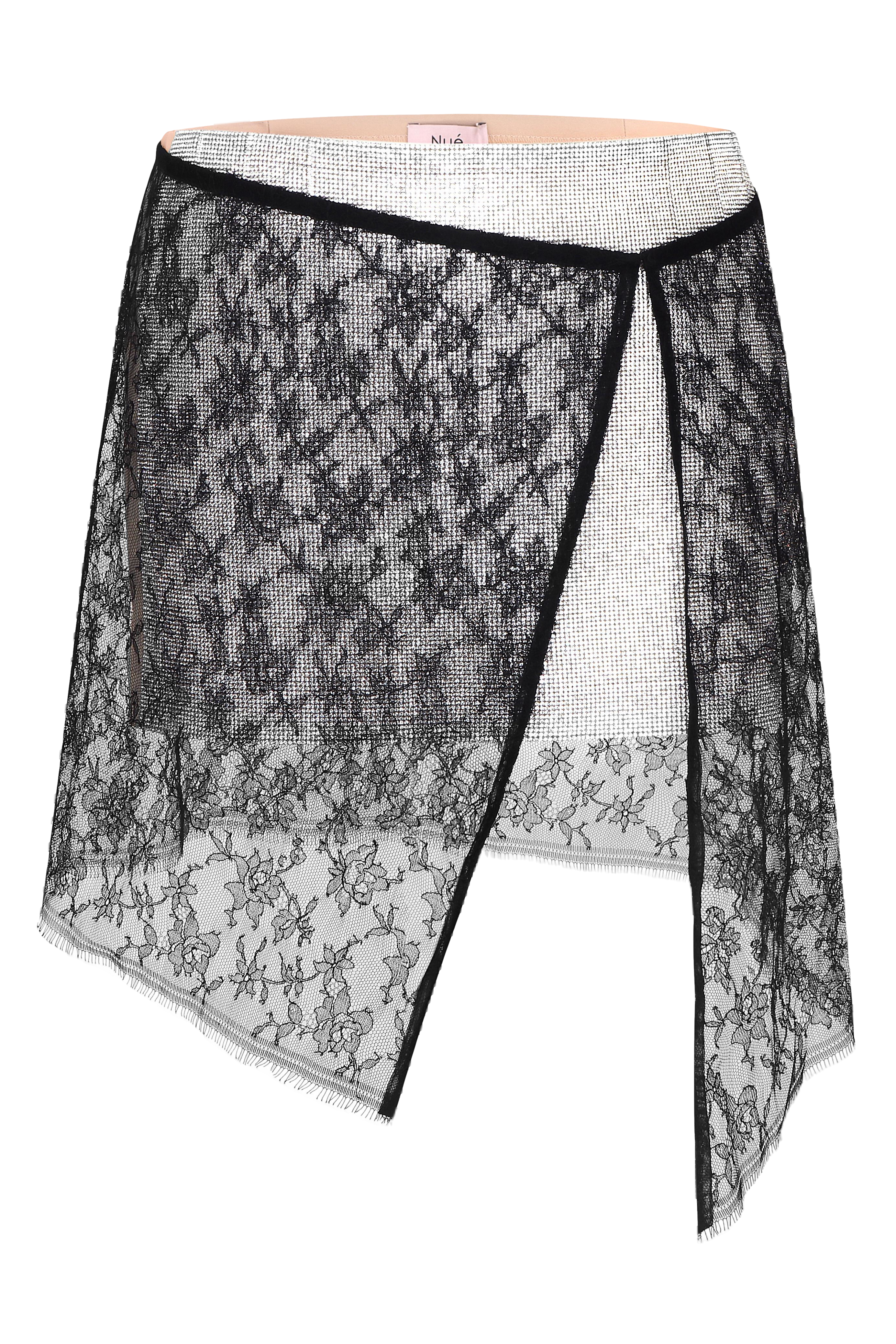 Nué Flora Crystal-embellished Mini Skirt In Silver