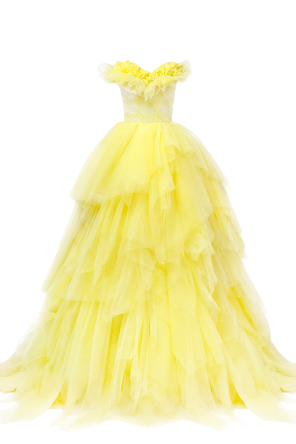 Millà Fairytale Frill-layered Maxi Dress In Vivid Yellow