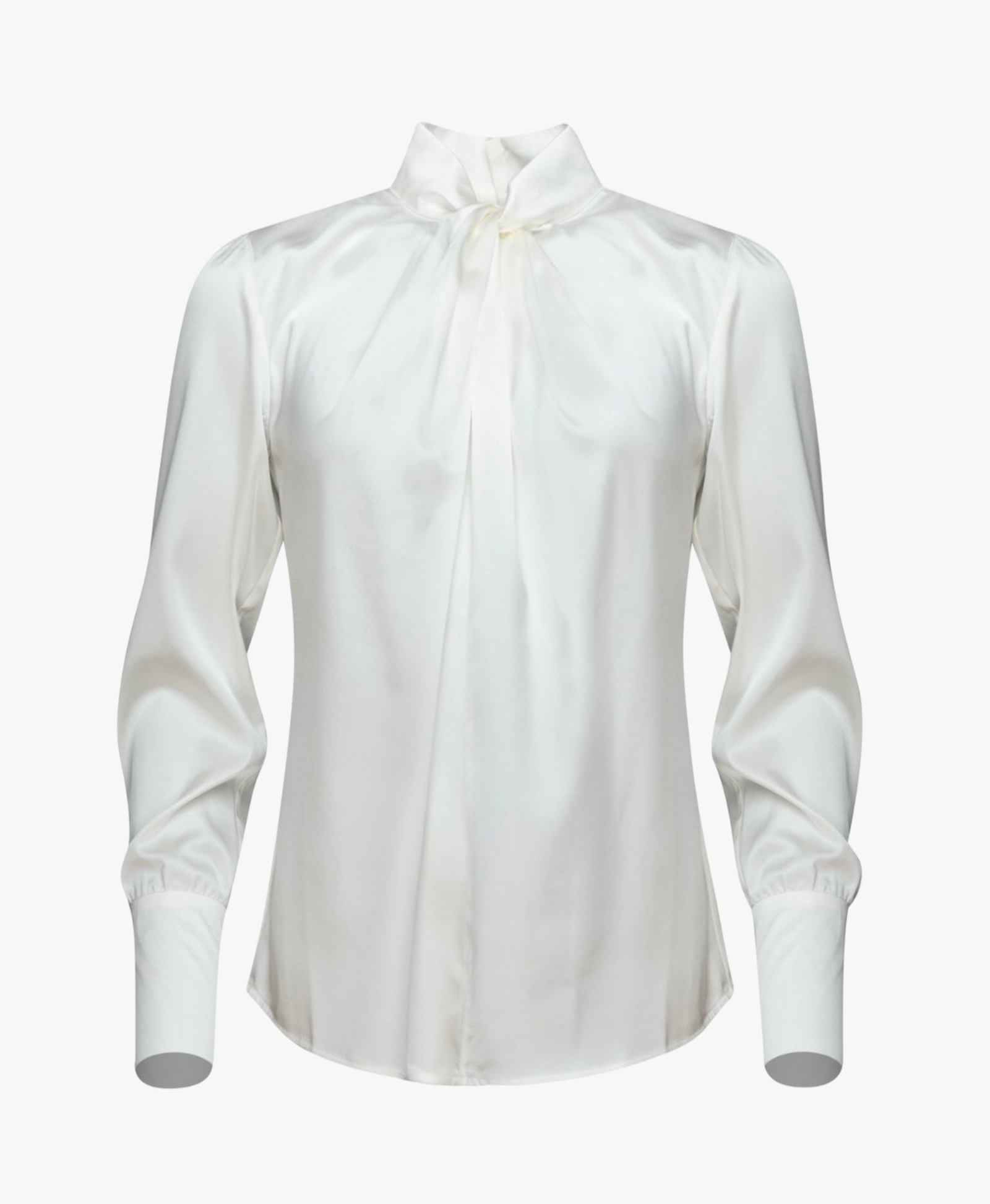 Twist Silk Blouse With Long Sleeves In Ivory made by Vesna W