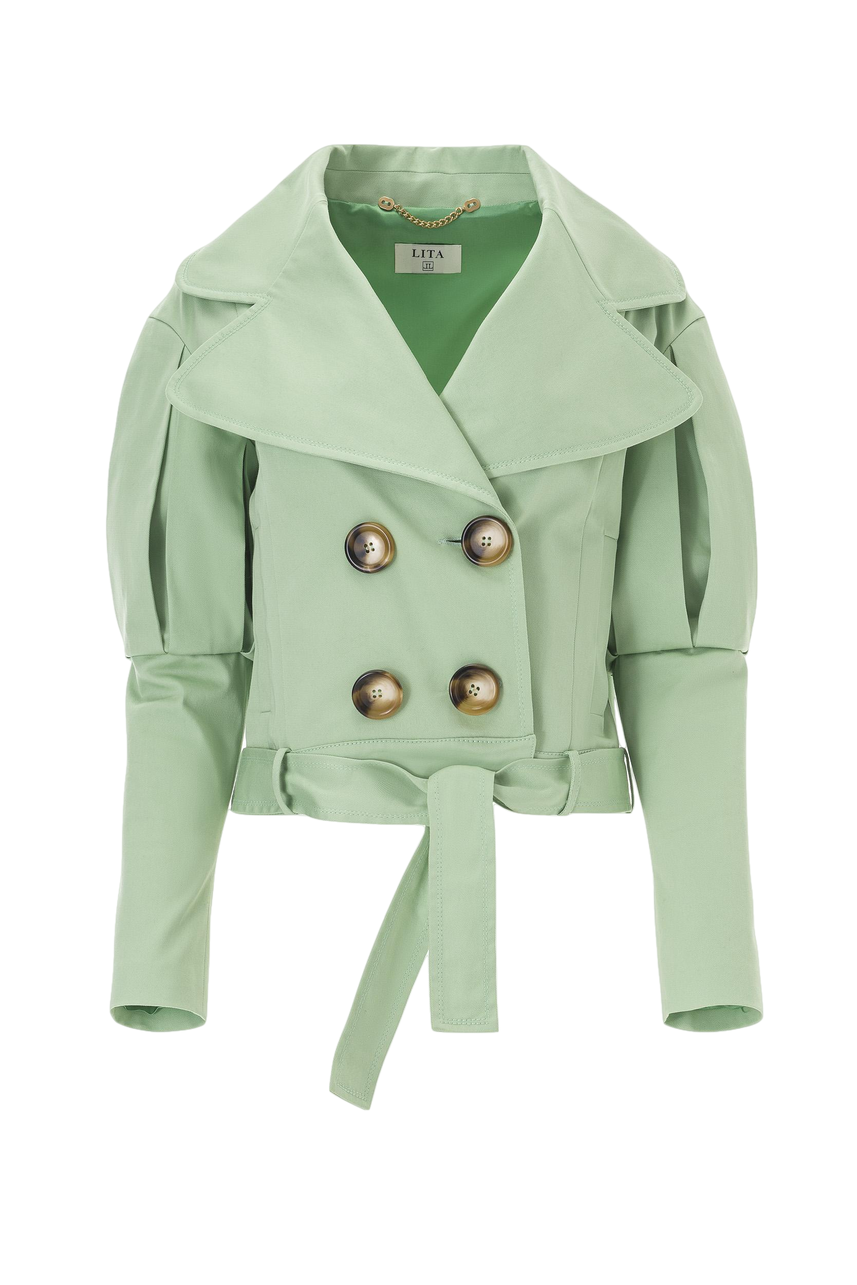 Lita Couture Statement Jacket With Oversized Lapels In  Green
