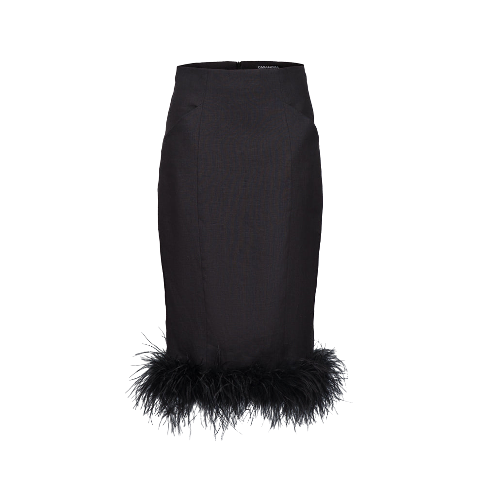 Shop Gasanova Skirt Midi With Boa Bottom In Black