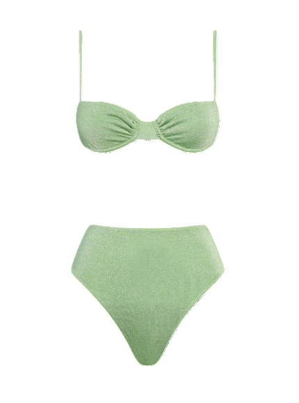 Hanne Bloch Mint Glitter Balconette Bikini In Green