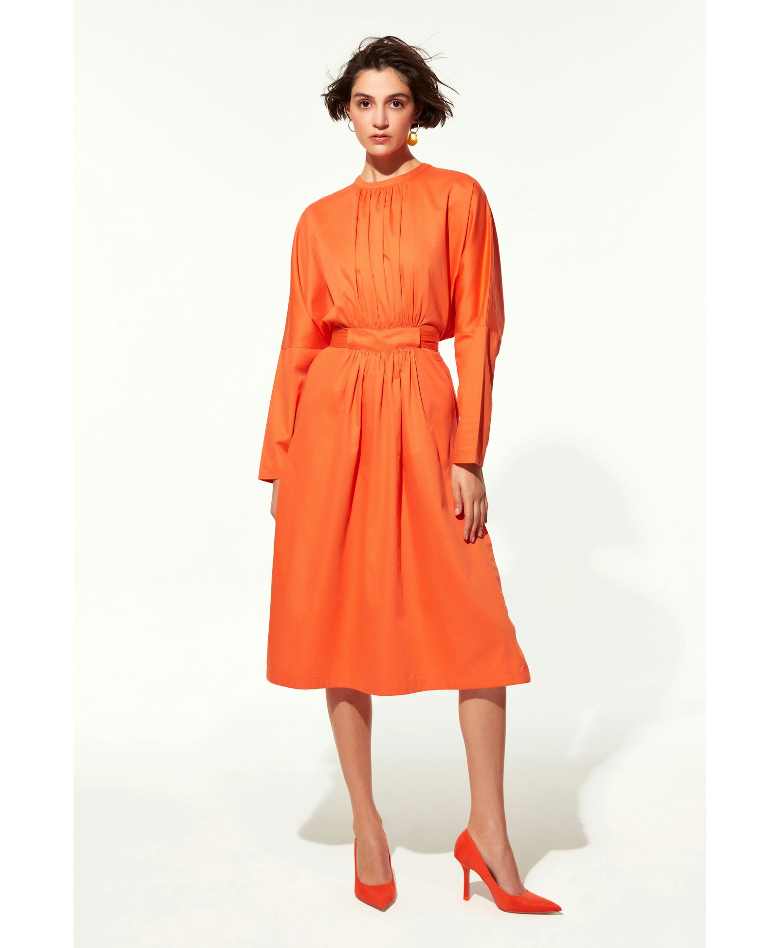 Martha Open Back Cotton Dress in Orange made by Nazli Ceren