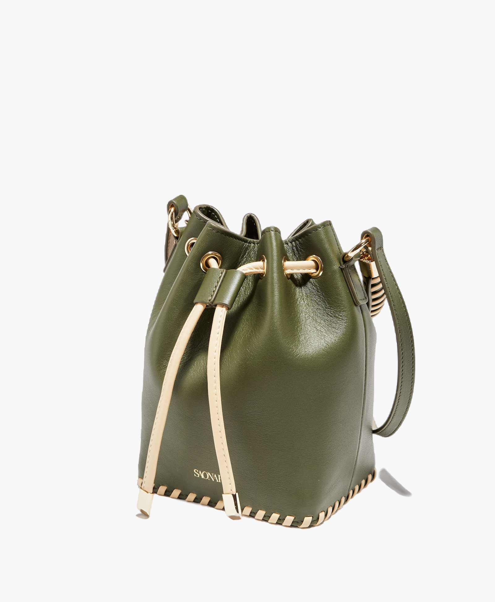 SAONARA MINI BUCKET ARMY GREEN / SKIN CREAM made by Saonara