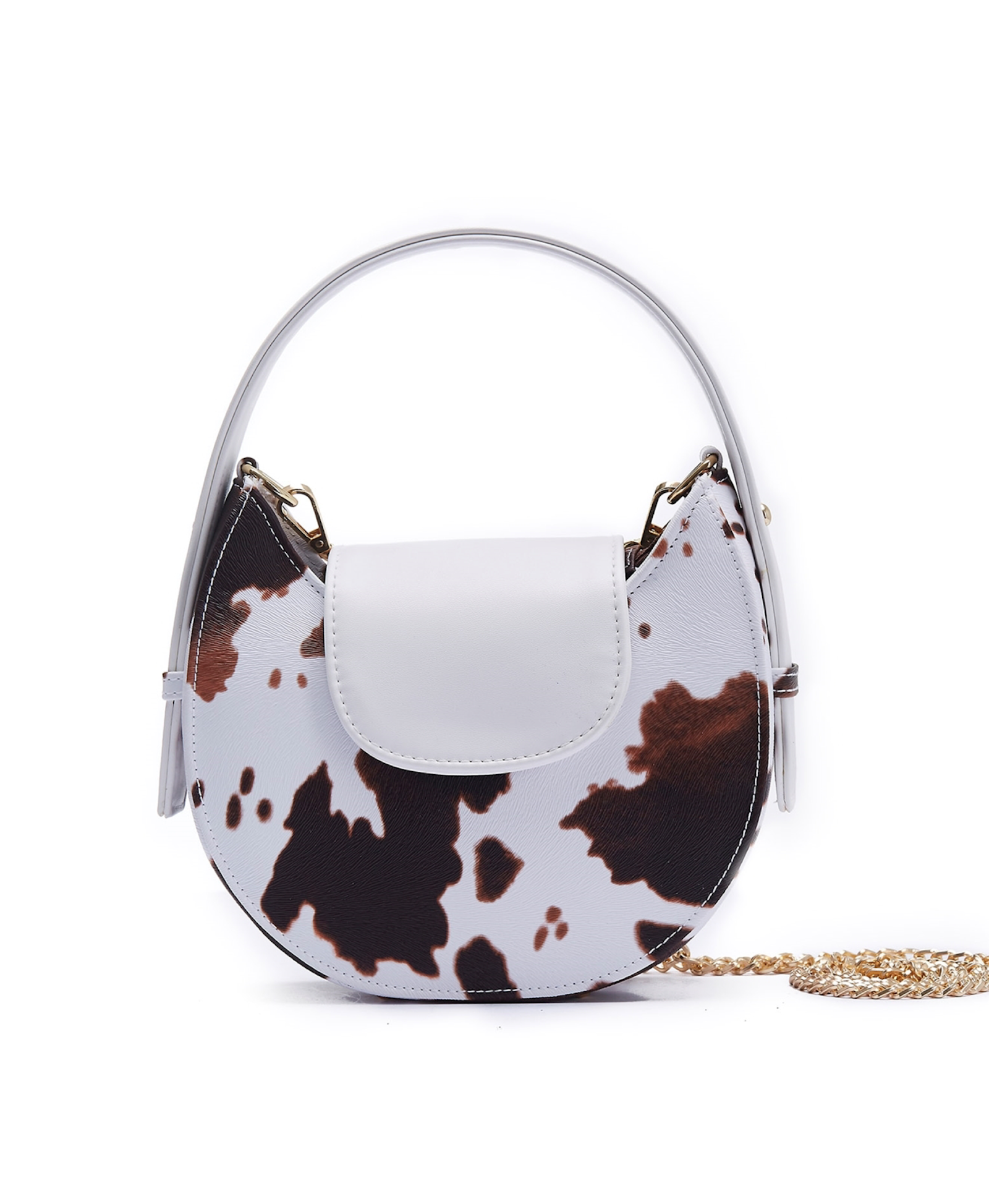 Mow - White x Camel - Halfmoon bag made by ALIEL