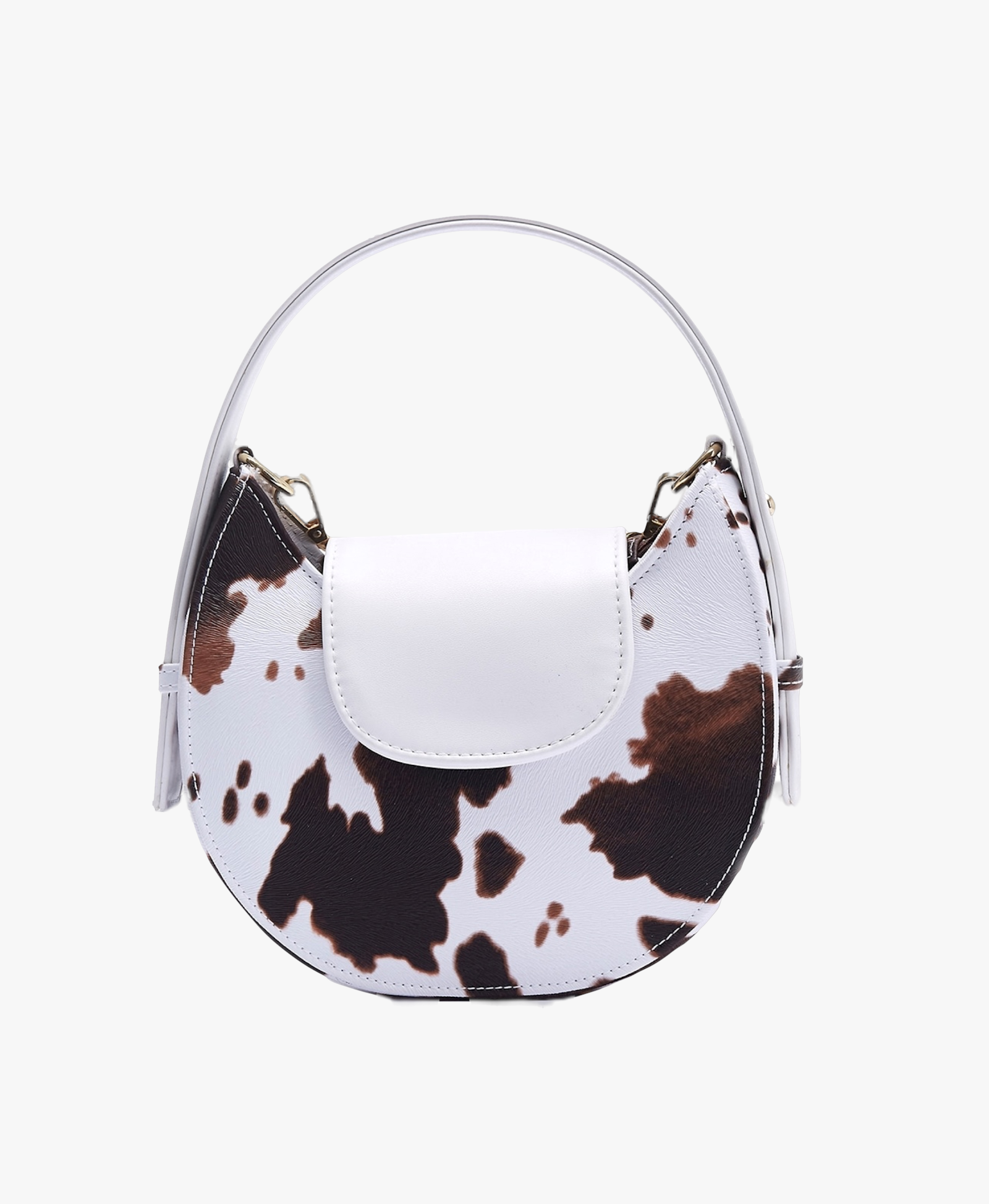 Mow - White x Camel - Halfmoon bag made by ALIEL