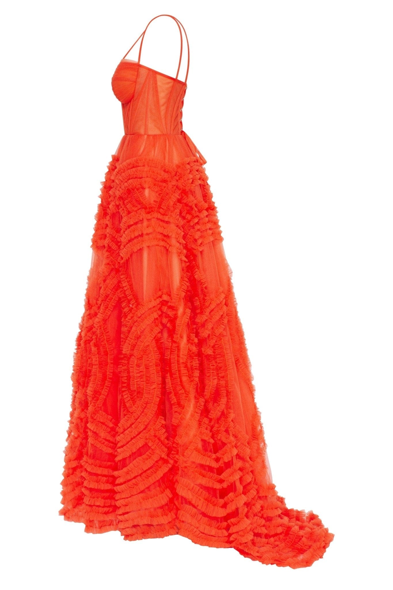 Shop Milla Tangerine Tulle Ornament Maxi Dress In Orange