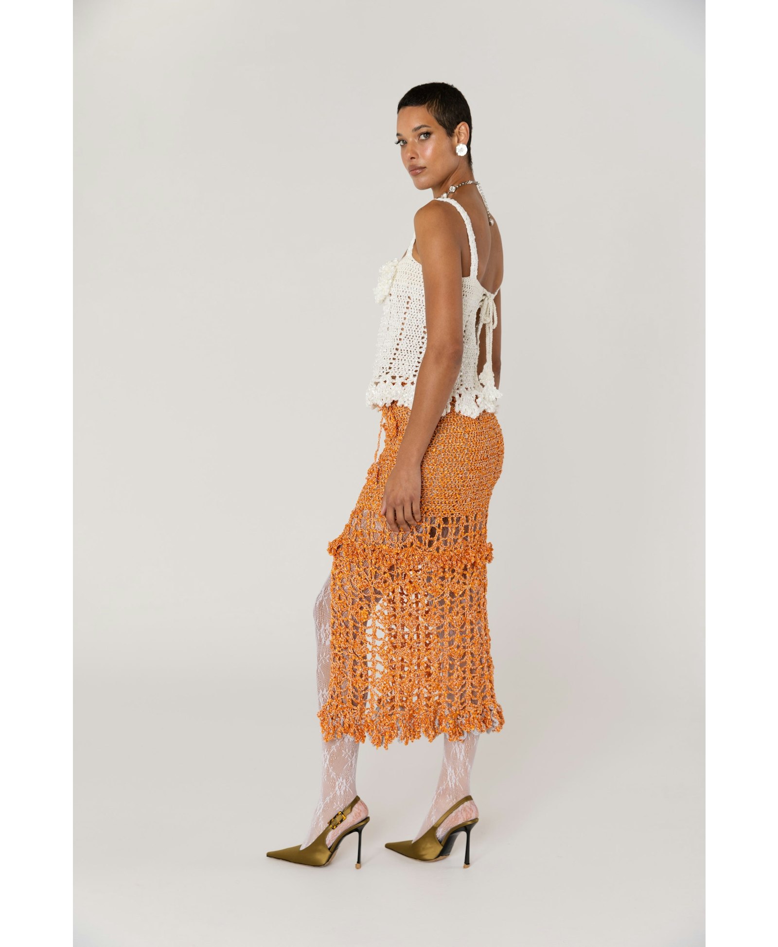 Chrysanthemum White Handmade Crochet Top made by ANDREEVA