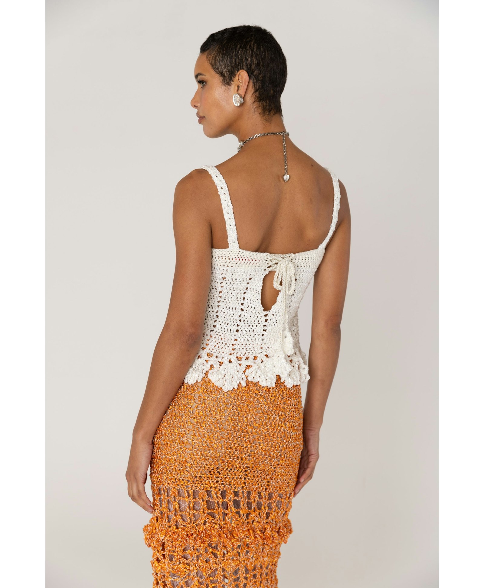 Chrysanthemum White Handmade Crochet Top made by ANDREEVA