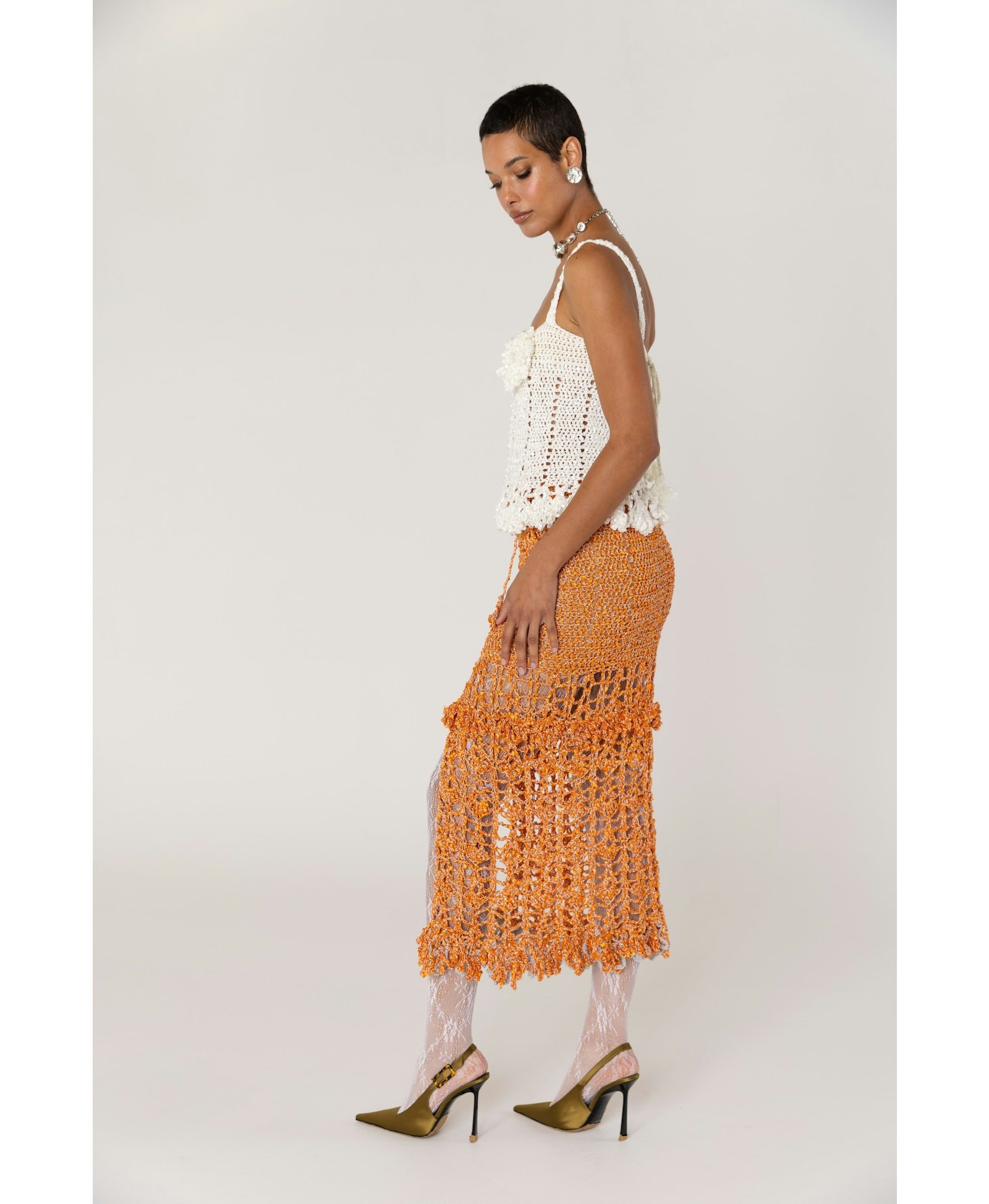Chrysanthemum White Handmade Crochet Top made by ANDREEVA