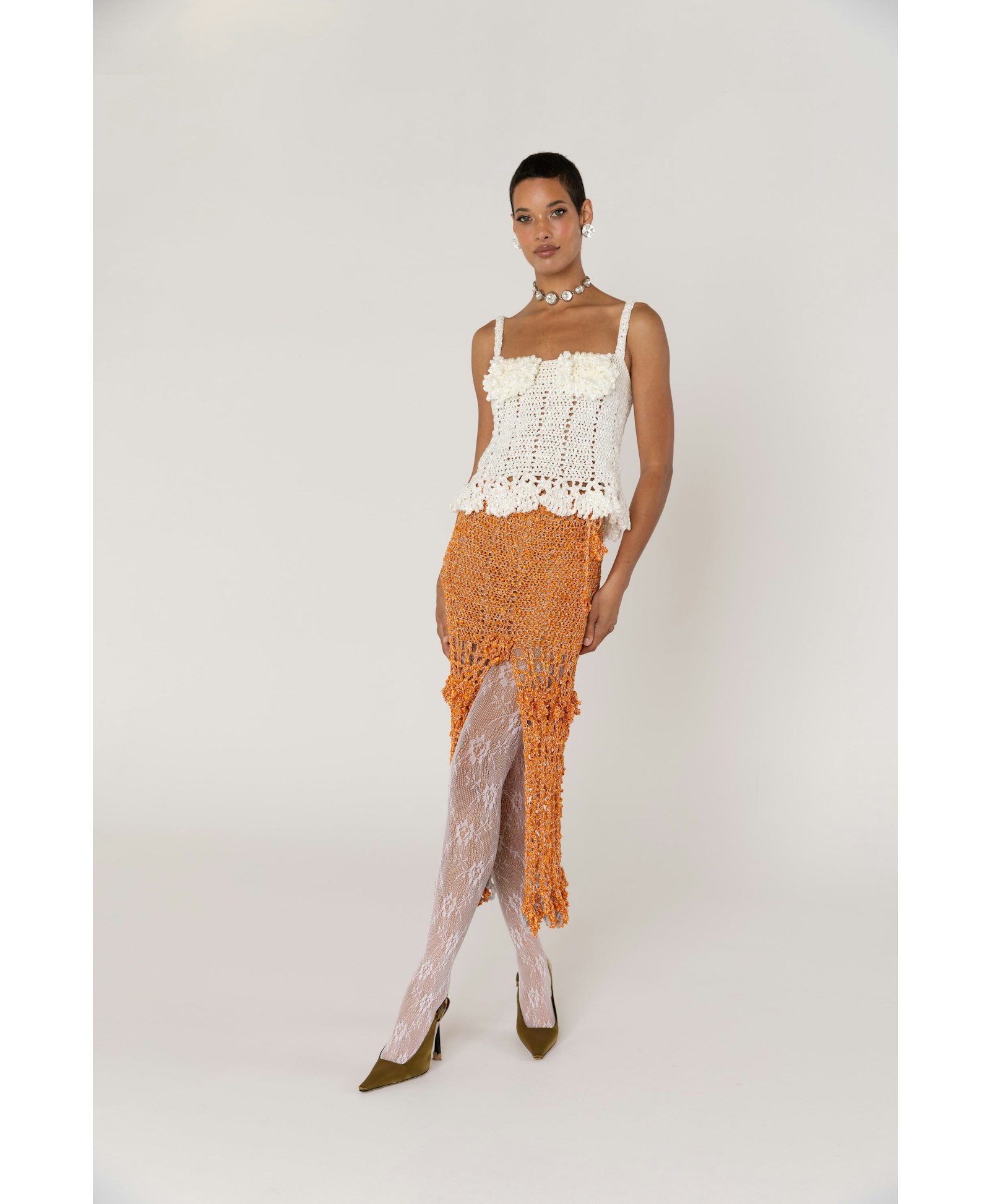 Chrysanthemum White Handmade Crochet Top made by ANDREEVA