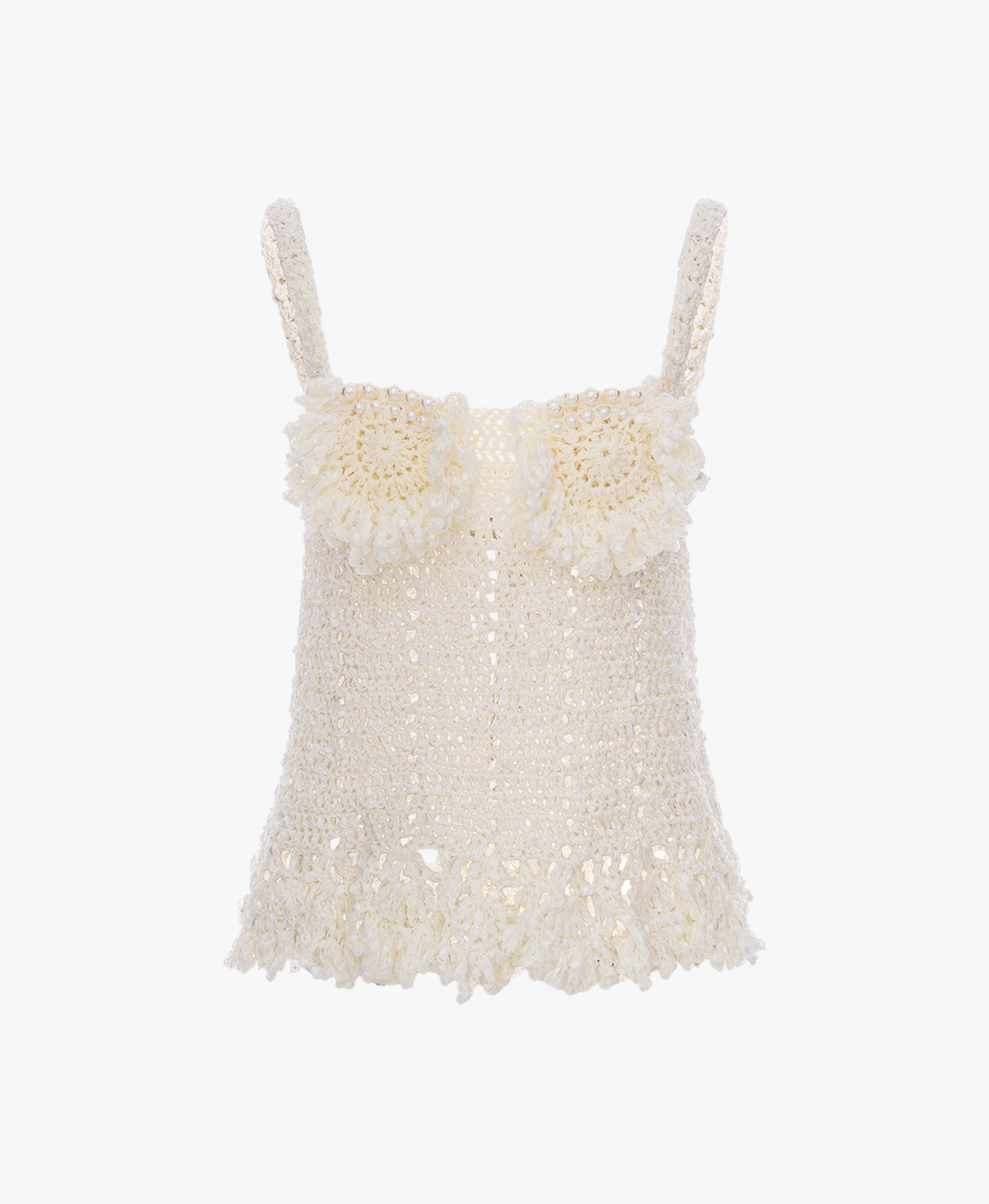Chrysanthemum White Handmade Crochet Top made by ANDREEVA