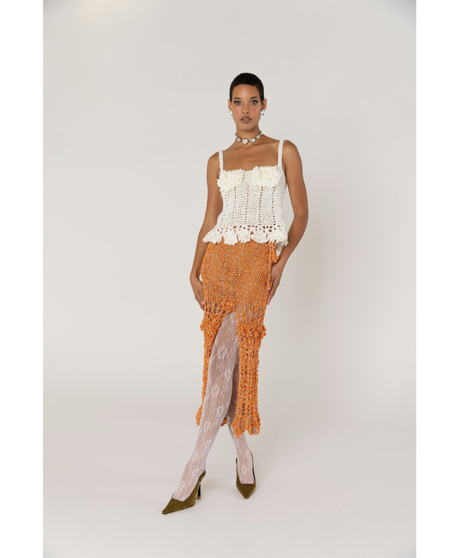 Chrysanthemum White Handmade Crochet Top made by ANDREEVA