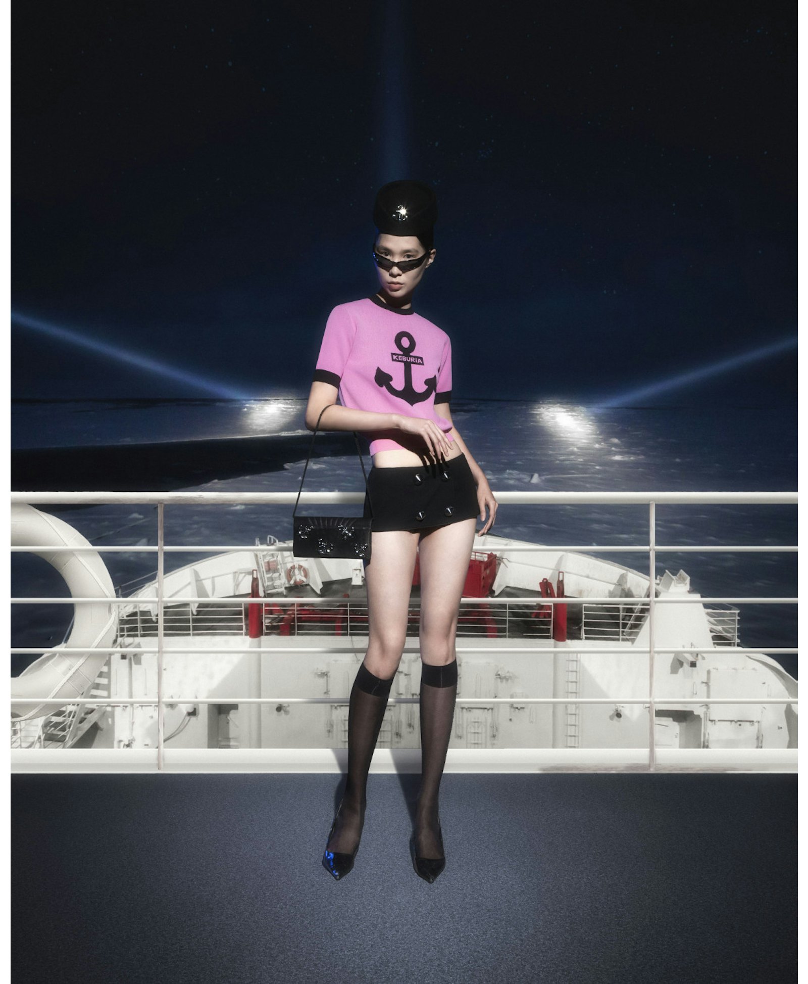 KNIT TOP WITH ANCHOR in Pink made by KEBURIA