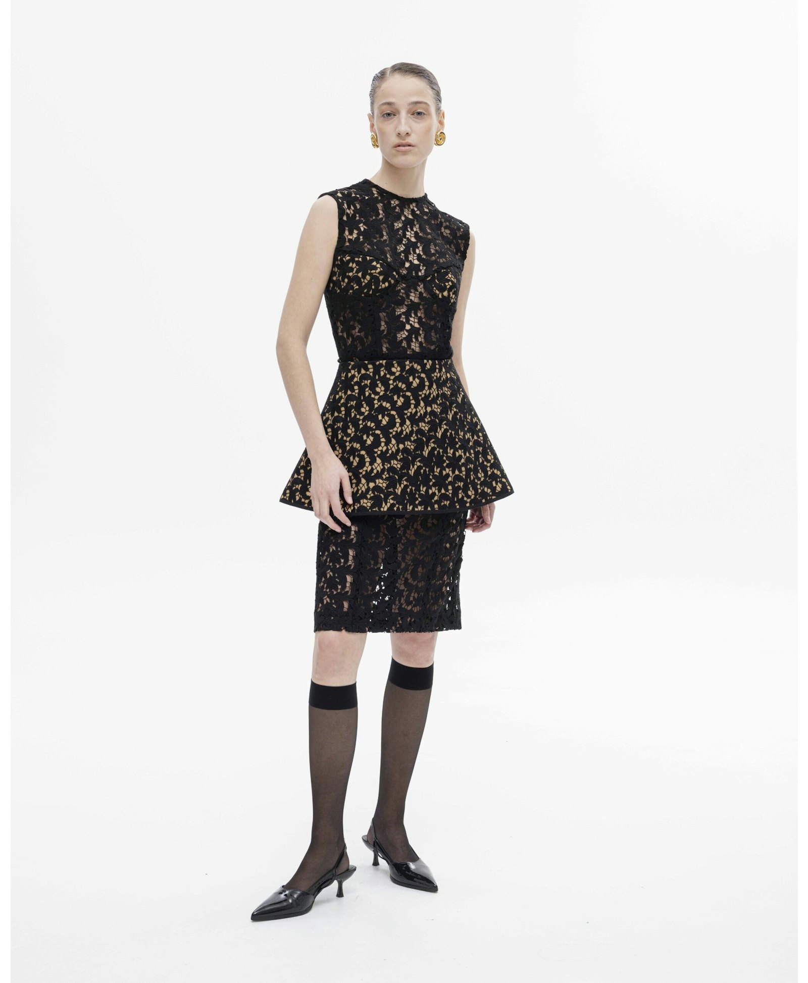 Floral midi dress with overlayer skirt made by Maria Kokhia