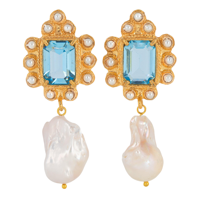 Christie Nicolaides Amalita Earrings Blue Crystal