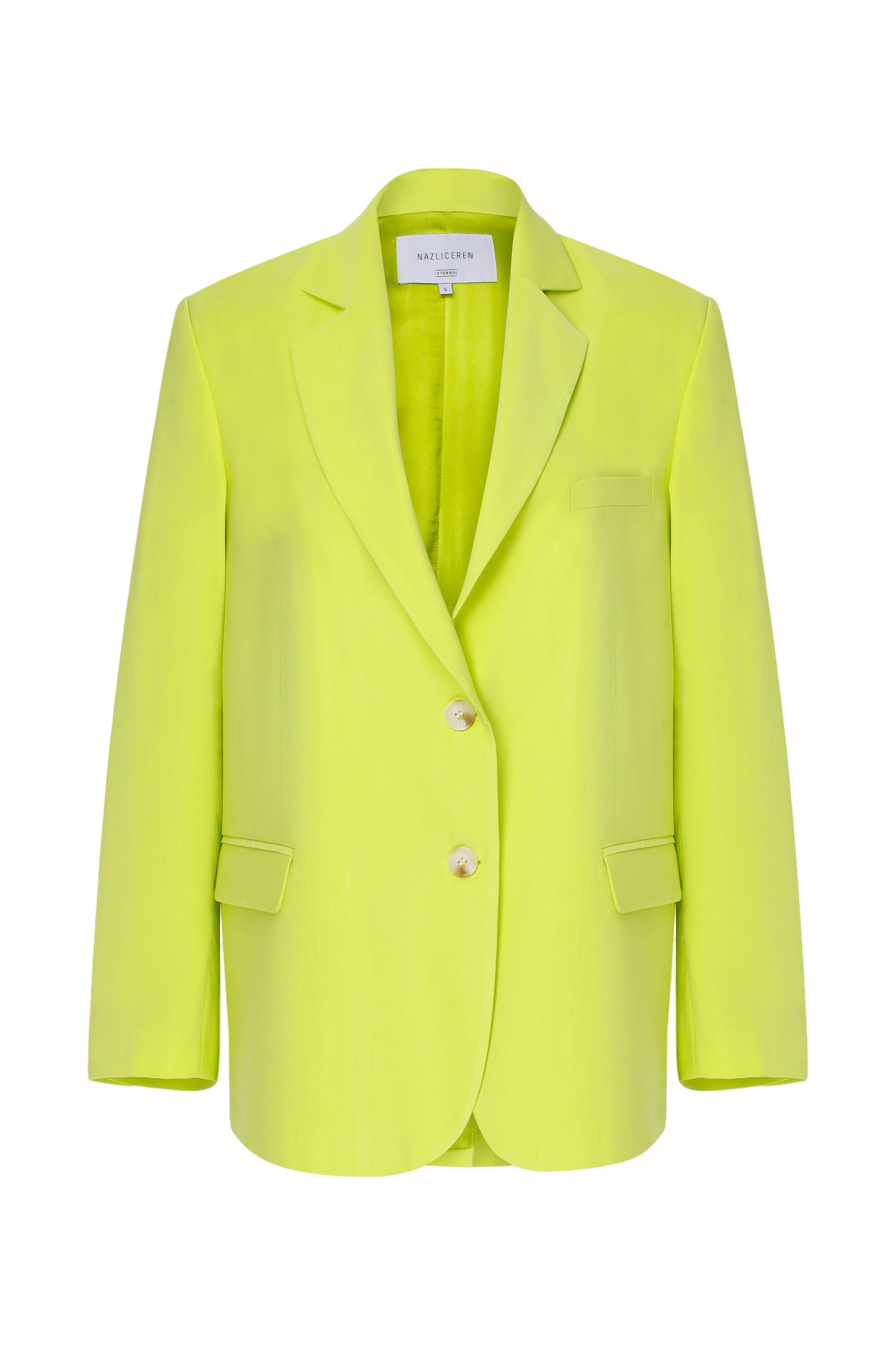 Nazli Ceren Boxy Oversized Jacket In Lime In Pink