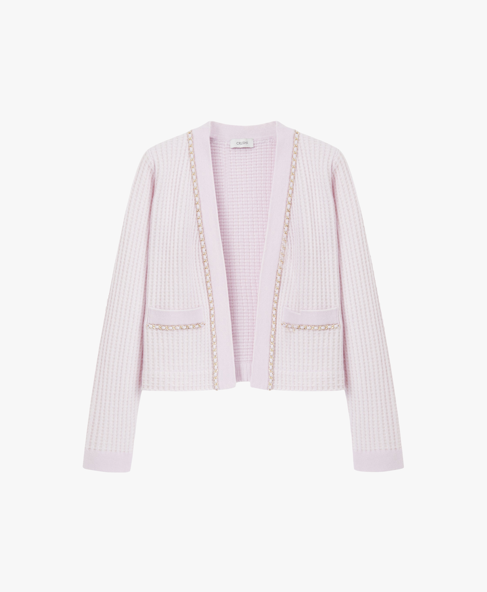 WAFFLE KNIT CASHMERE CARDIGAN in Purple made by CRUSH Collection