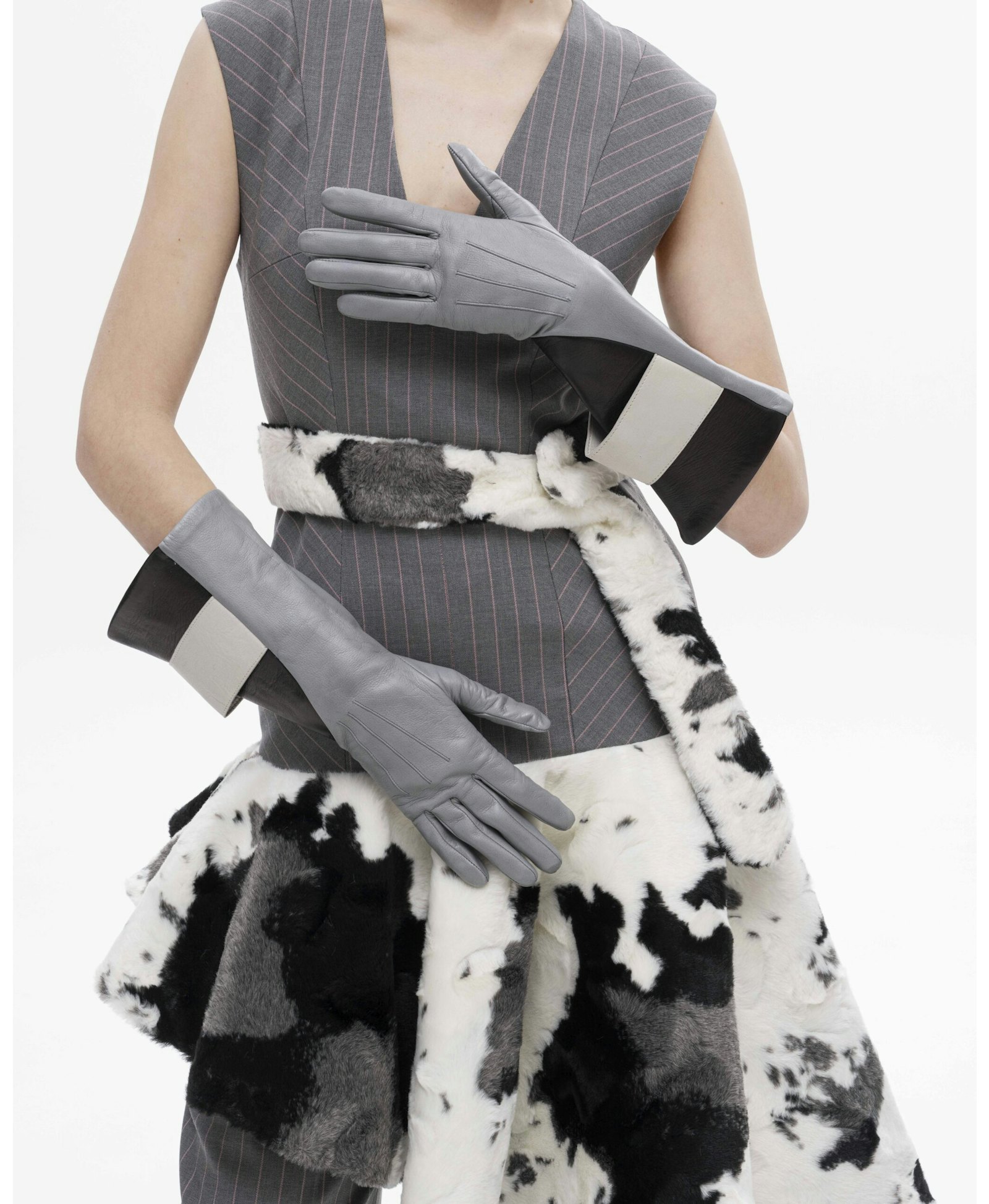 Faux fur trim midi dress made by Maria Kokhia