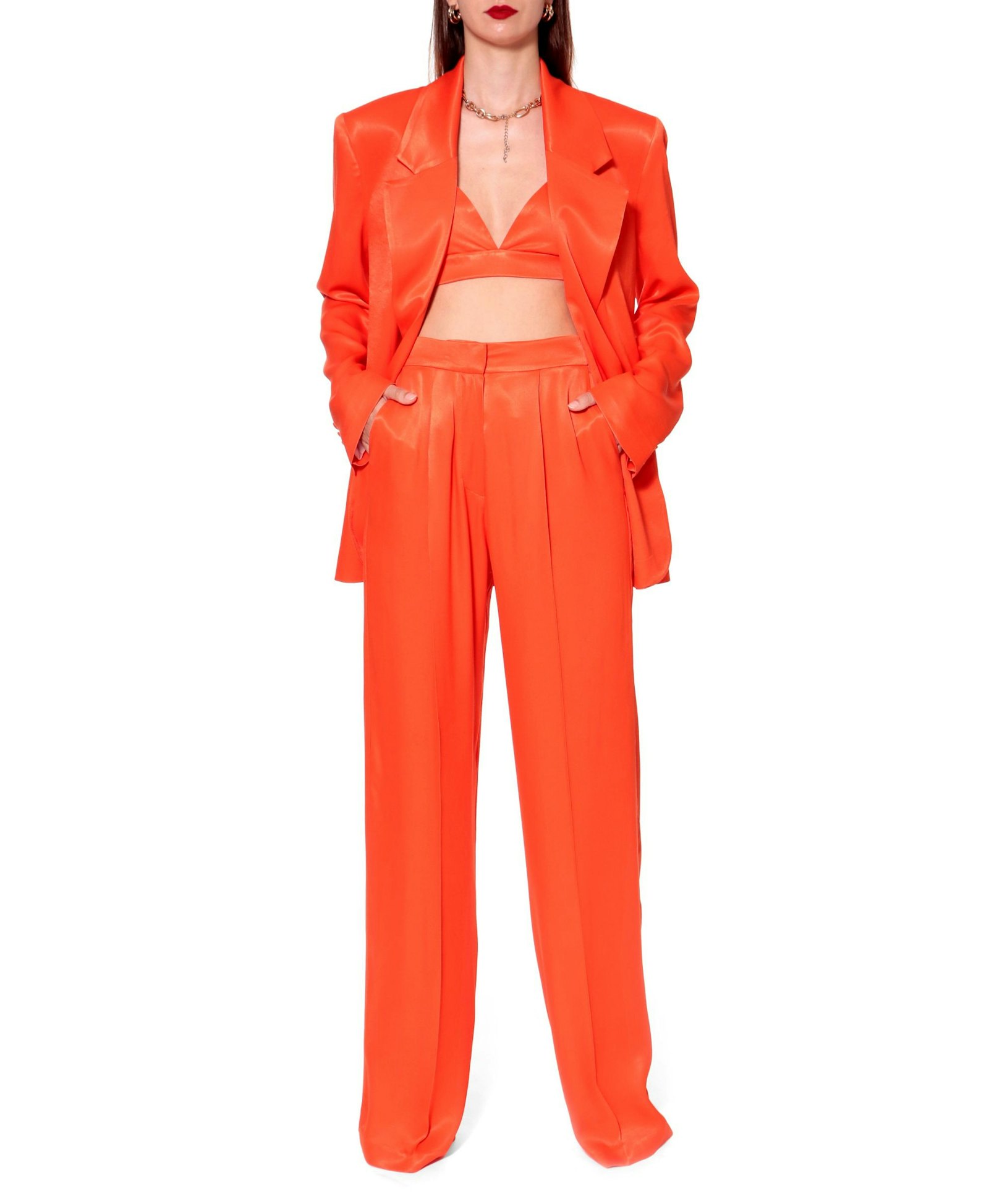 Bralette Top Asha Satin Nasturtium in Orange made by HALEWSKI