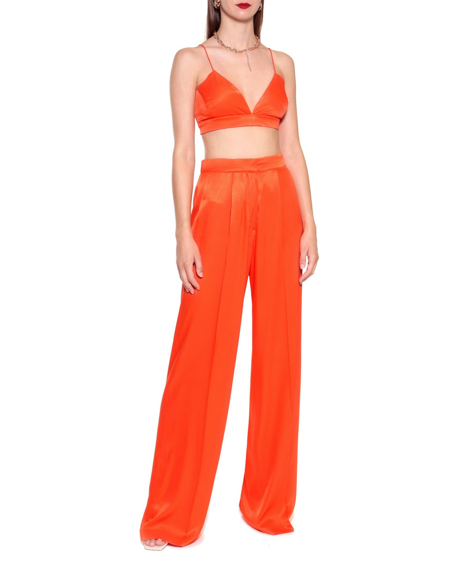 Bralette Top Asha Satin Nasturtium in Orange made by HALEWSKI