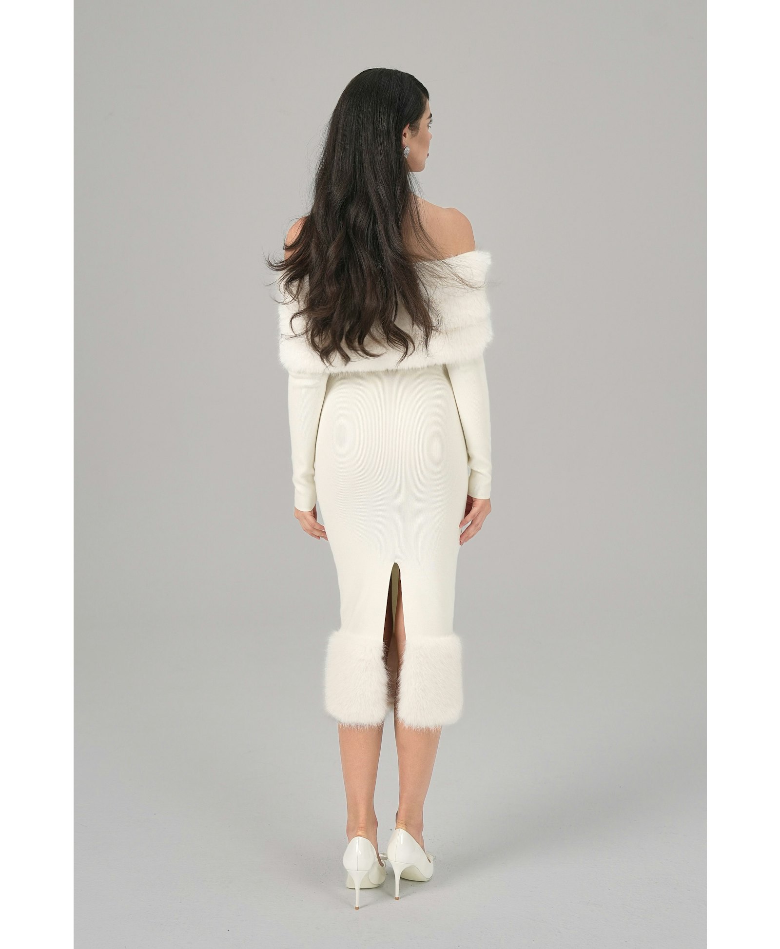 Natalia Fur Dress (White) made by Nana Jacqueline